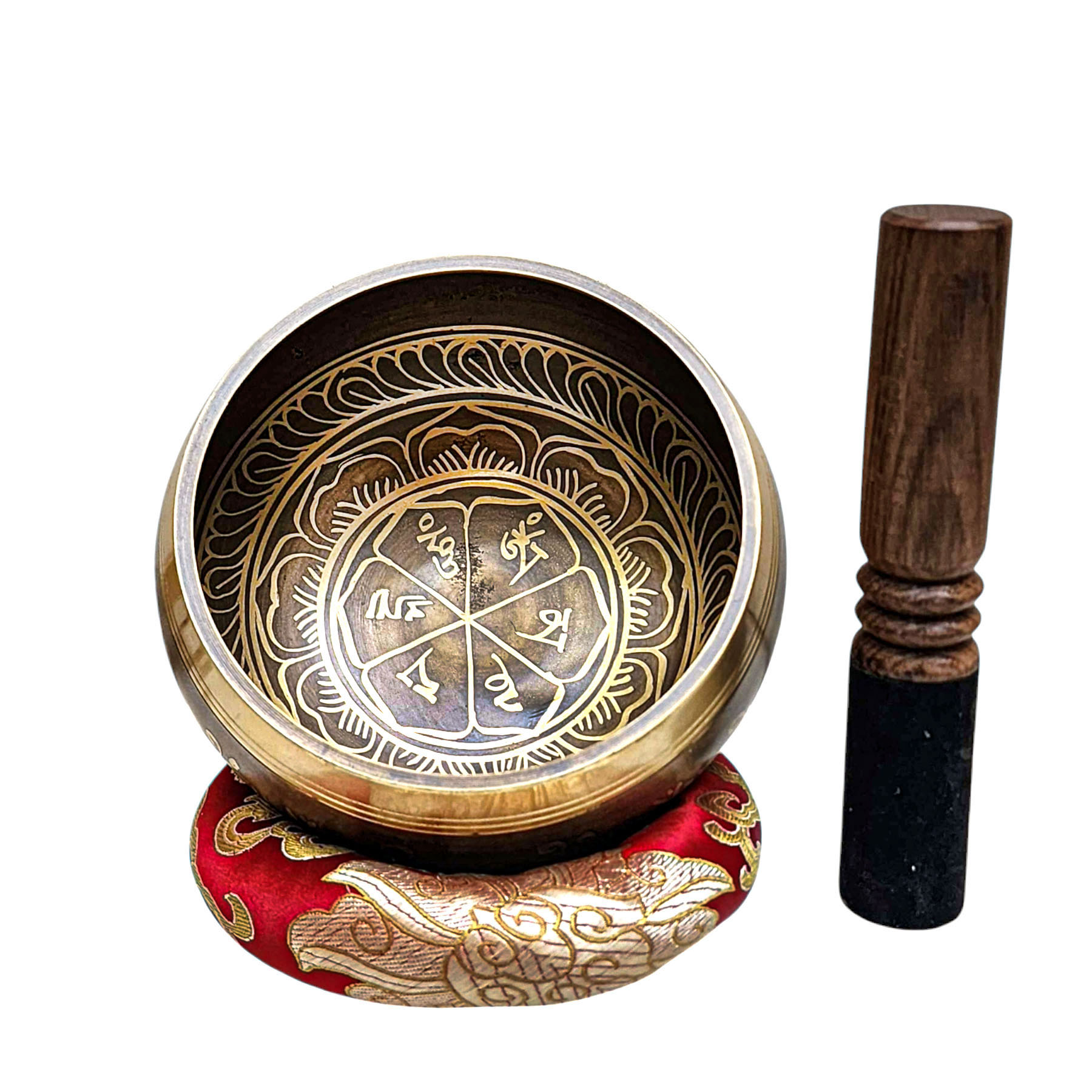 Buddhist Machine Made Singing Bowl, [mantra] Carved Inside, [select Accessories]