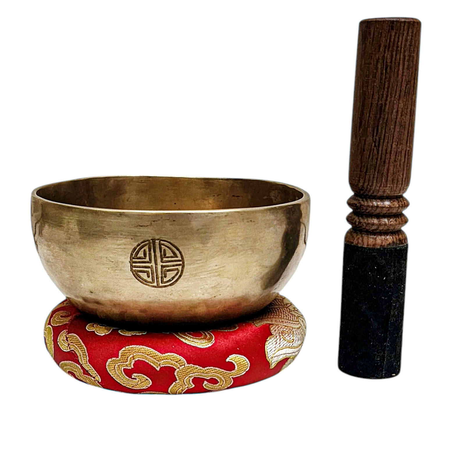 [full Moon Bowl], Moon Carved, Buddhist Hand Beaten Singing Bowl, Antique Finishing, [select Accessories]