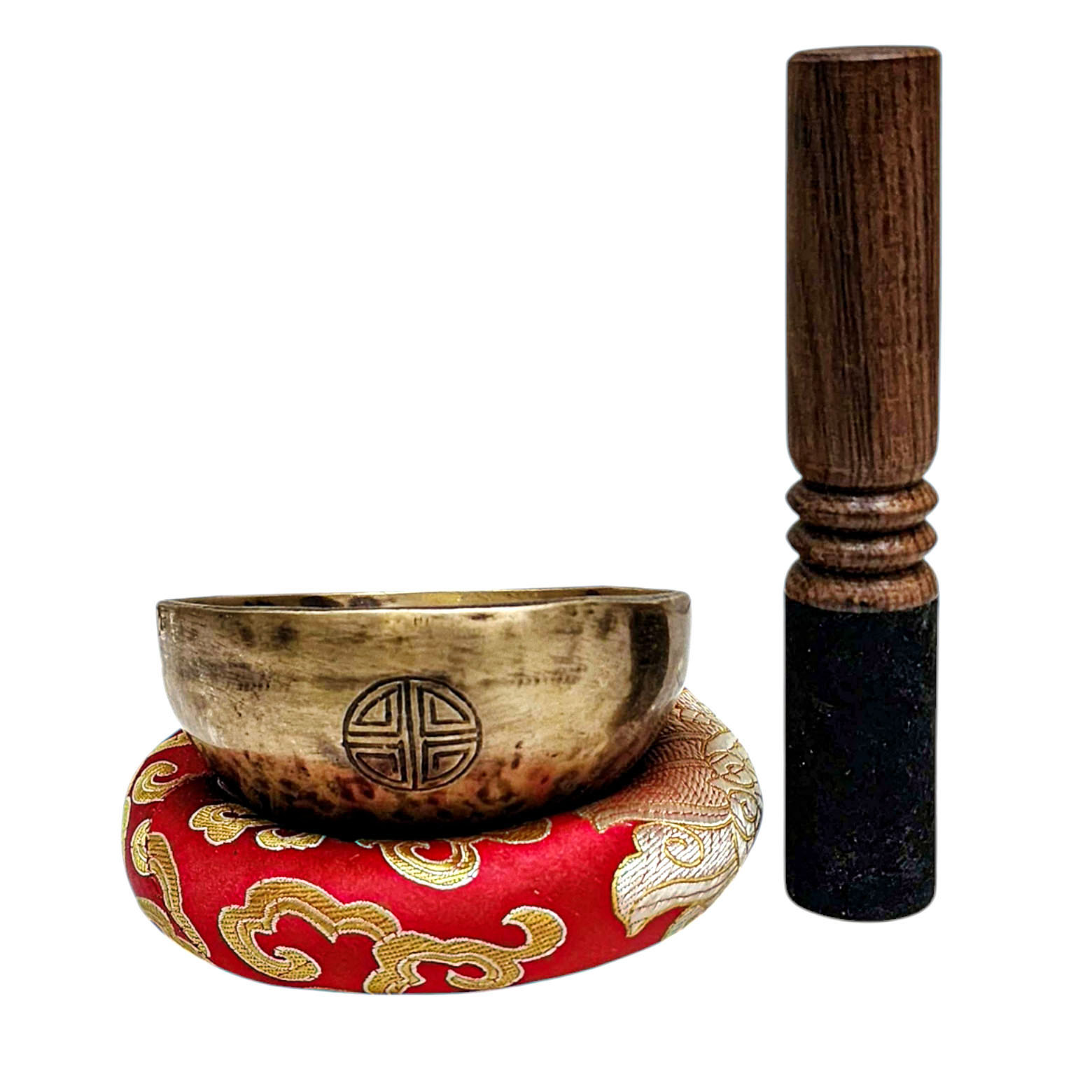 [full Moon Bowl], Moon Carved, Buddhist Hand Beaten Singing Bowl, Antique Finishing, [select Accessories]