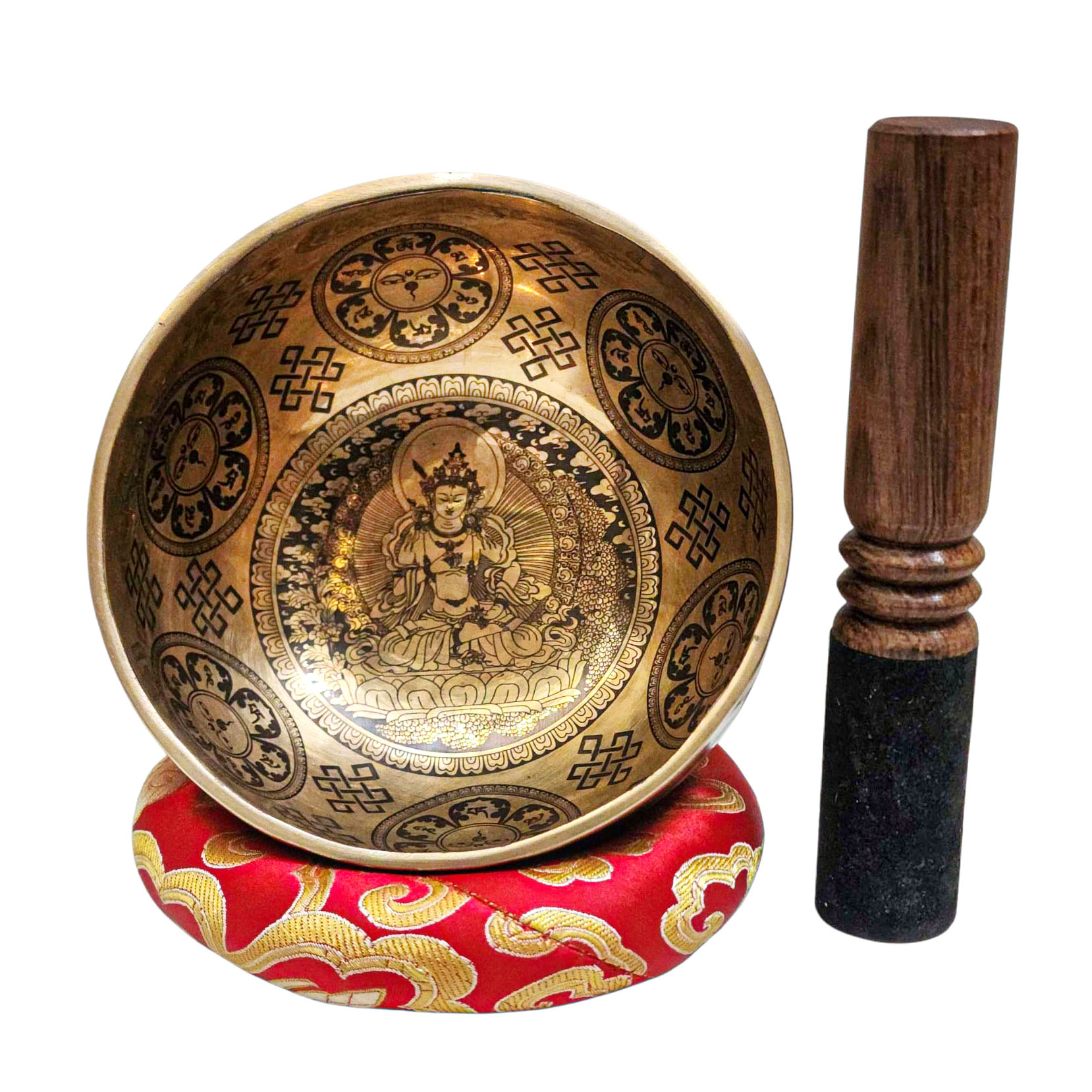 Singing Bowl, Buddhist Hand Beaten, With Fine Etching Carving, [vajrasattva], [select Accessories]