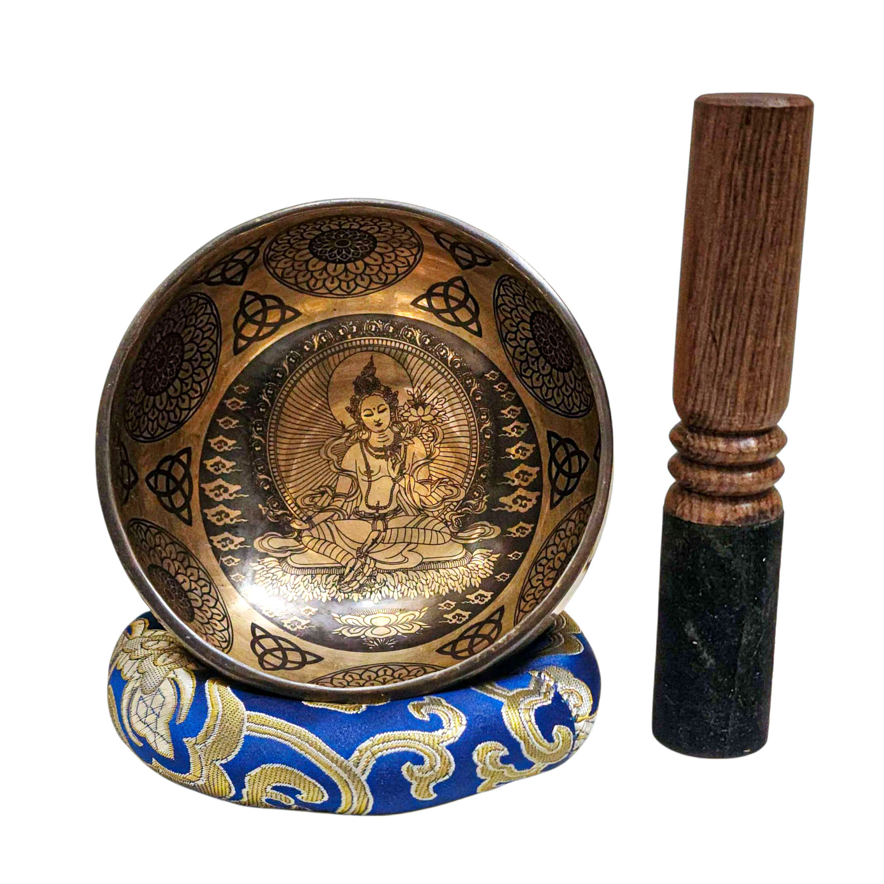 Singing Bowl, Buddhist Hand Beaten, With Fine Etching Carving, [chenrezig], [select Accessories]