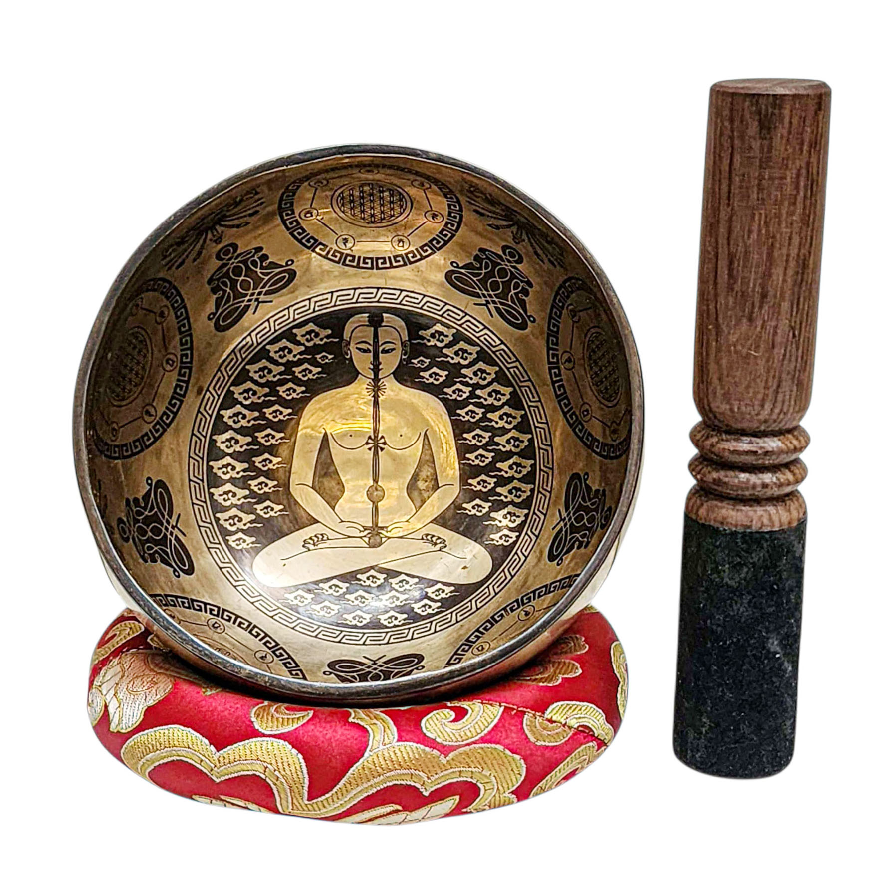 Singing Bowl, Buddhist Hand Beaten, With Fine Etching Carving, [seven Chakra], [select Accessories]