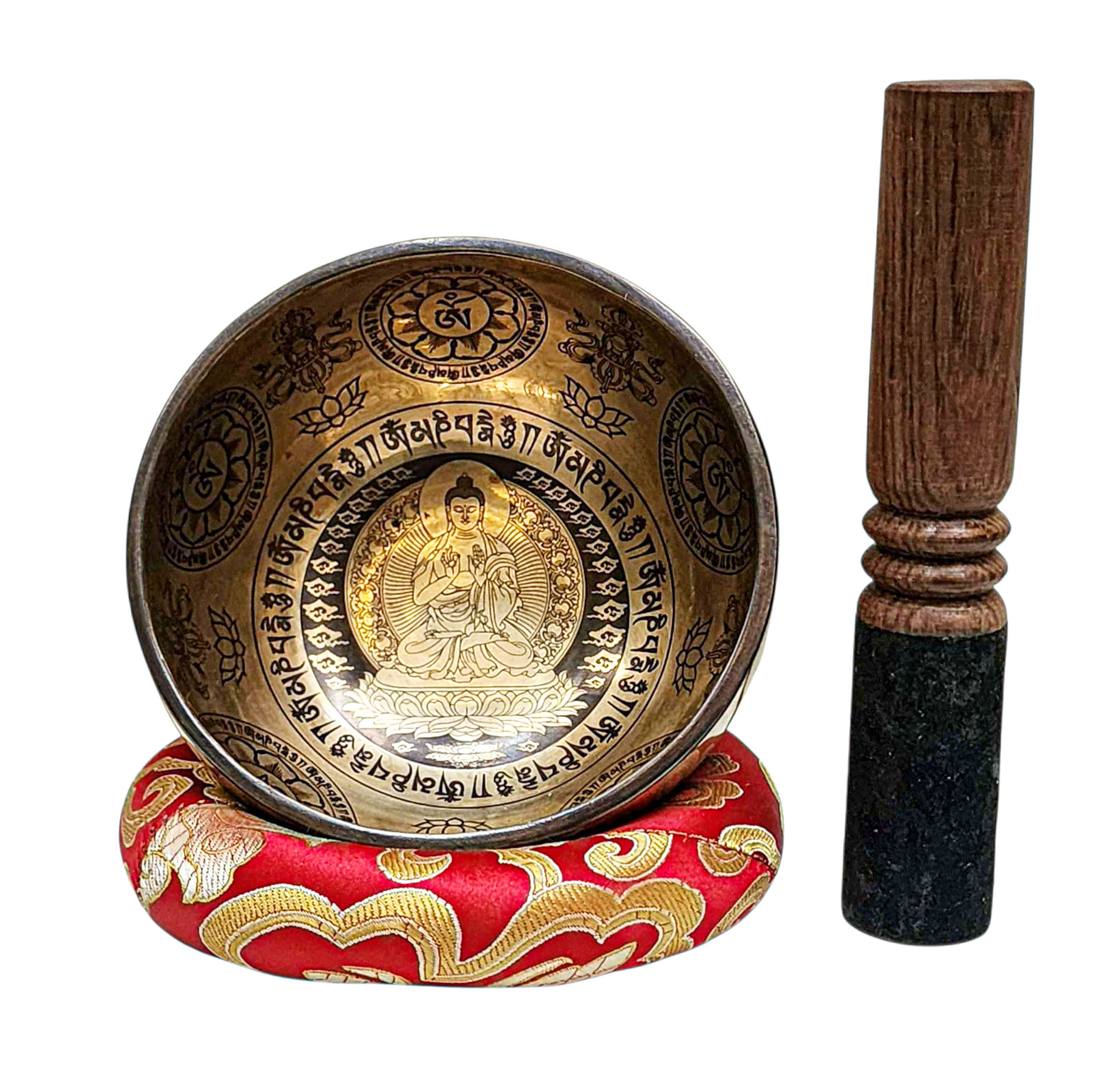 Singing Bowl, Buddhist Hand Beaten, With Fine Etching Carving, [samantabhadra], [select Accessories]