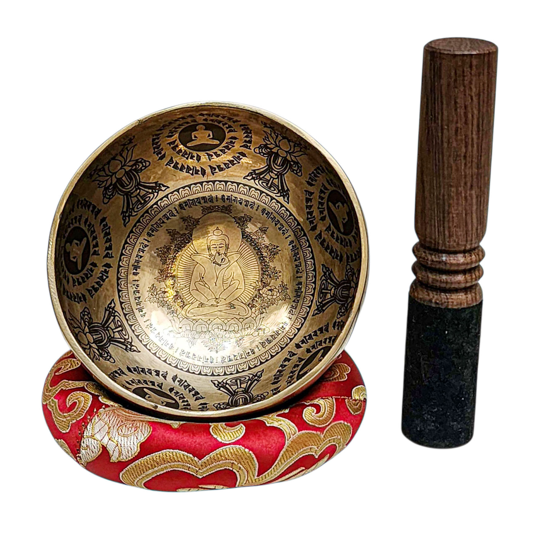 Singing Bowl, Buddhist Hand Beaten, With Fine Etching Carving, [samantabhadra], [select Accessories]