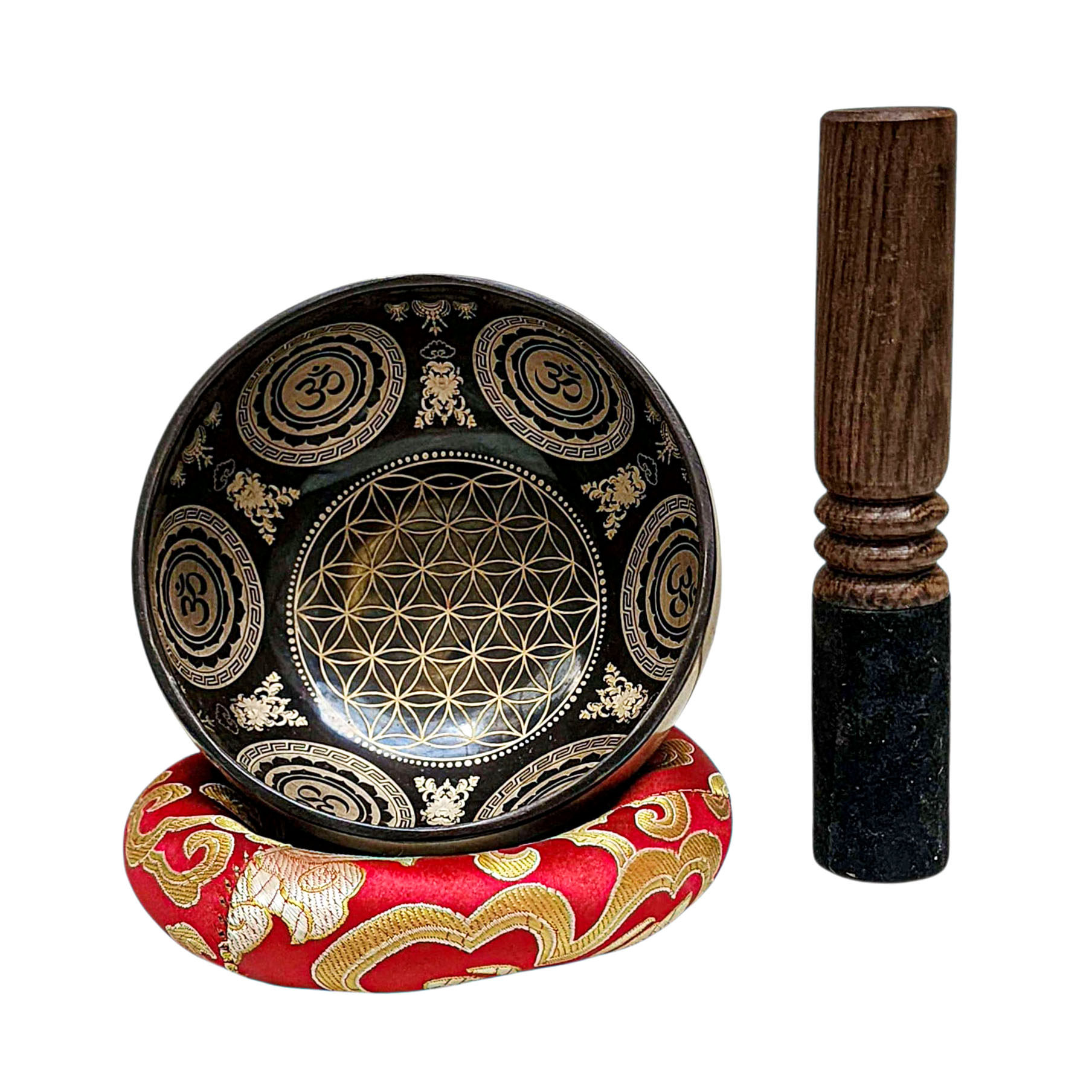 Singing Bowl, Buddhist Hand Beaten, With Fine Etching Carving, [flower], [select Accessories]