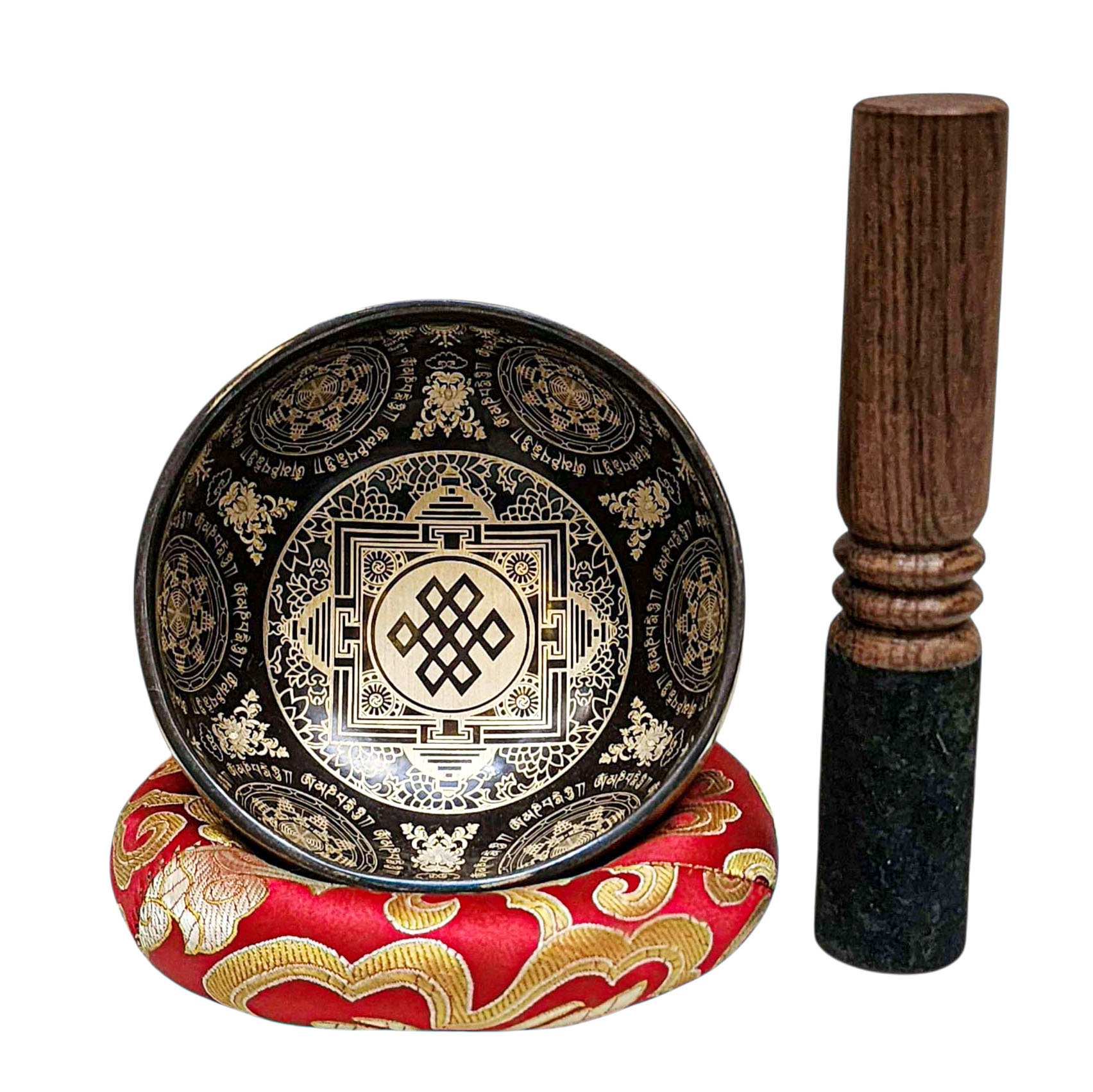 Singing Bowl, Buddhist Hand Beaten, With Fine Etching Carving, [endless Knot], [select Accessories]