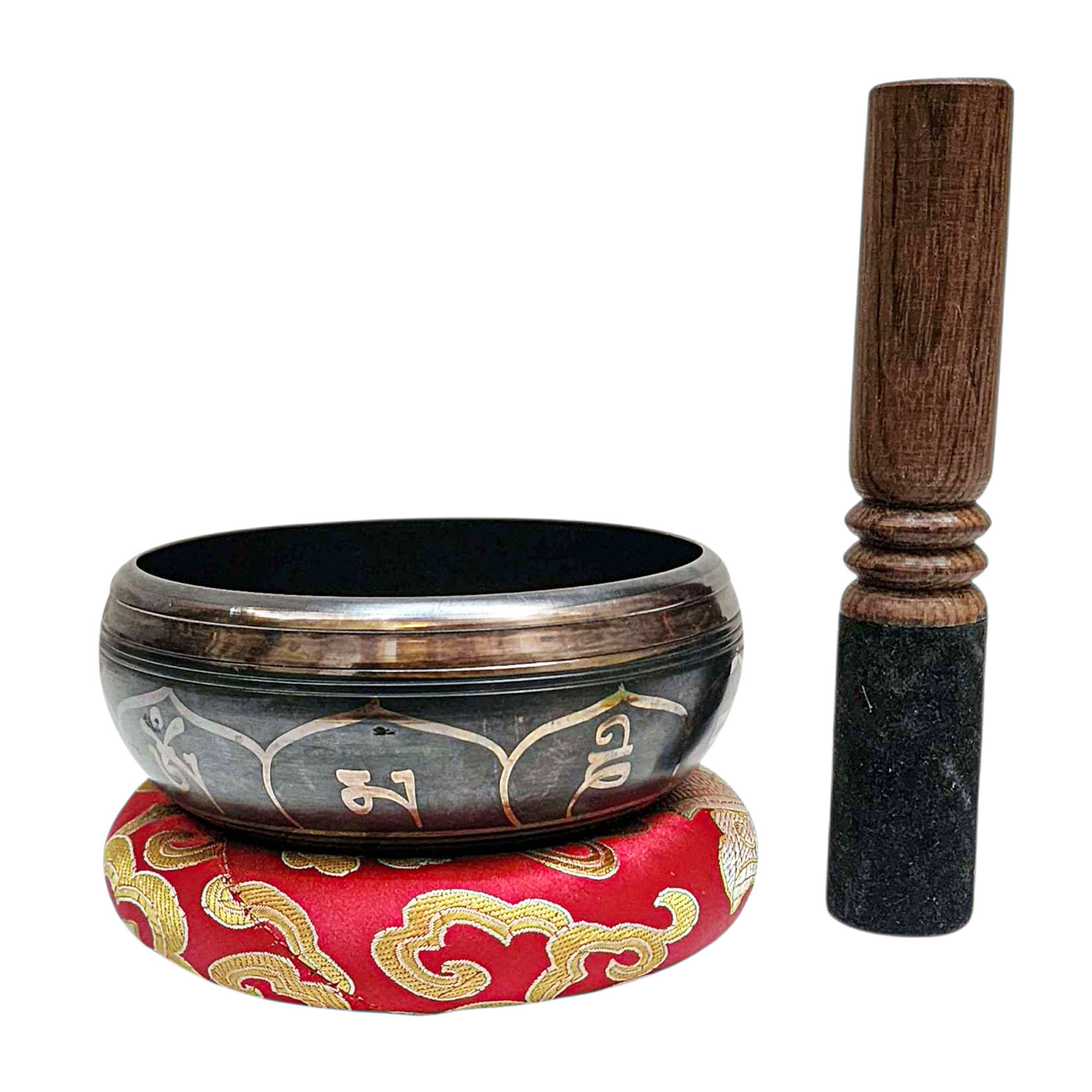 Buddhist Machine Made Singing Bowl, [mantra] Carved Inside, [select Accessories]