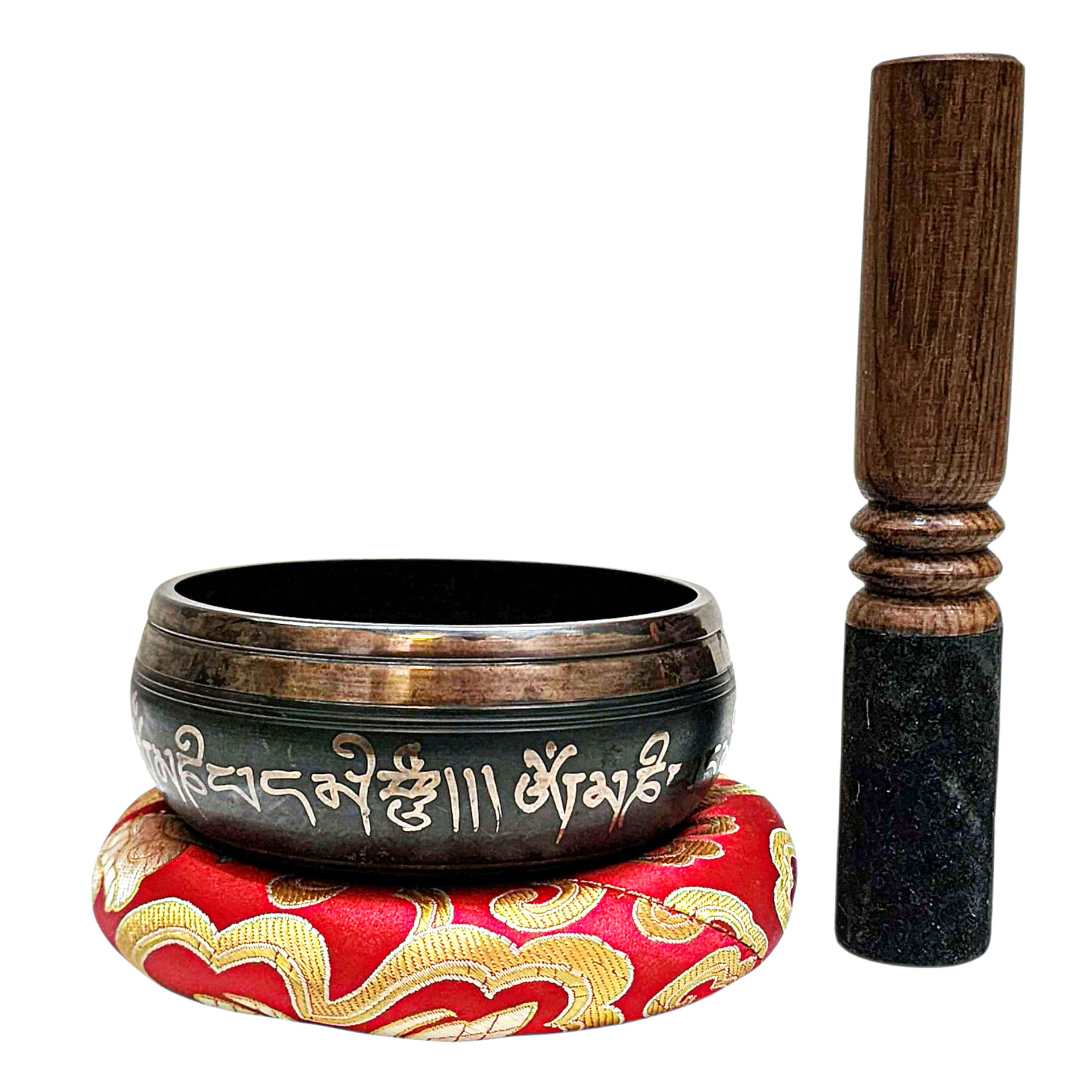 Buddhist Machine Made Singing Bowl, [mantra] Carved Inside, [select Accessories]