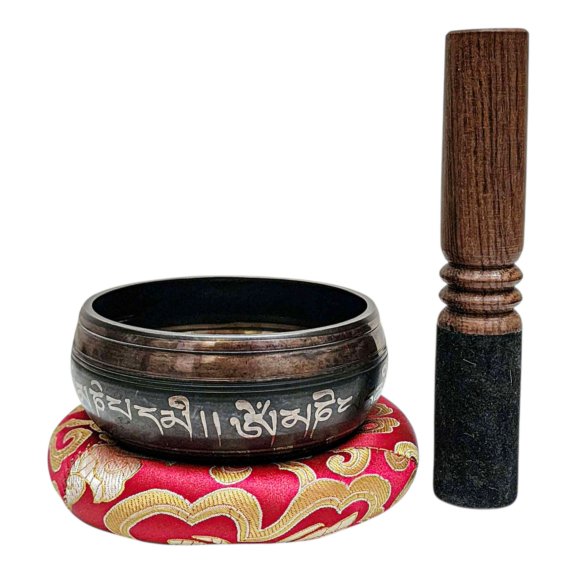 Buddhist Machine Made Singing Bowl, [mantra] Carved Inside, [select Accessories]