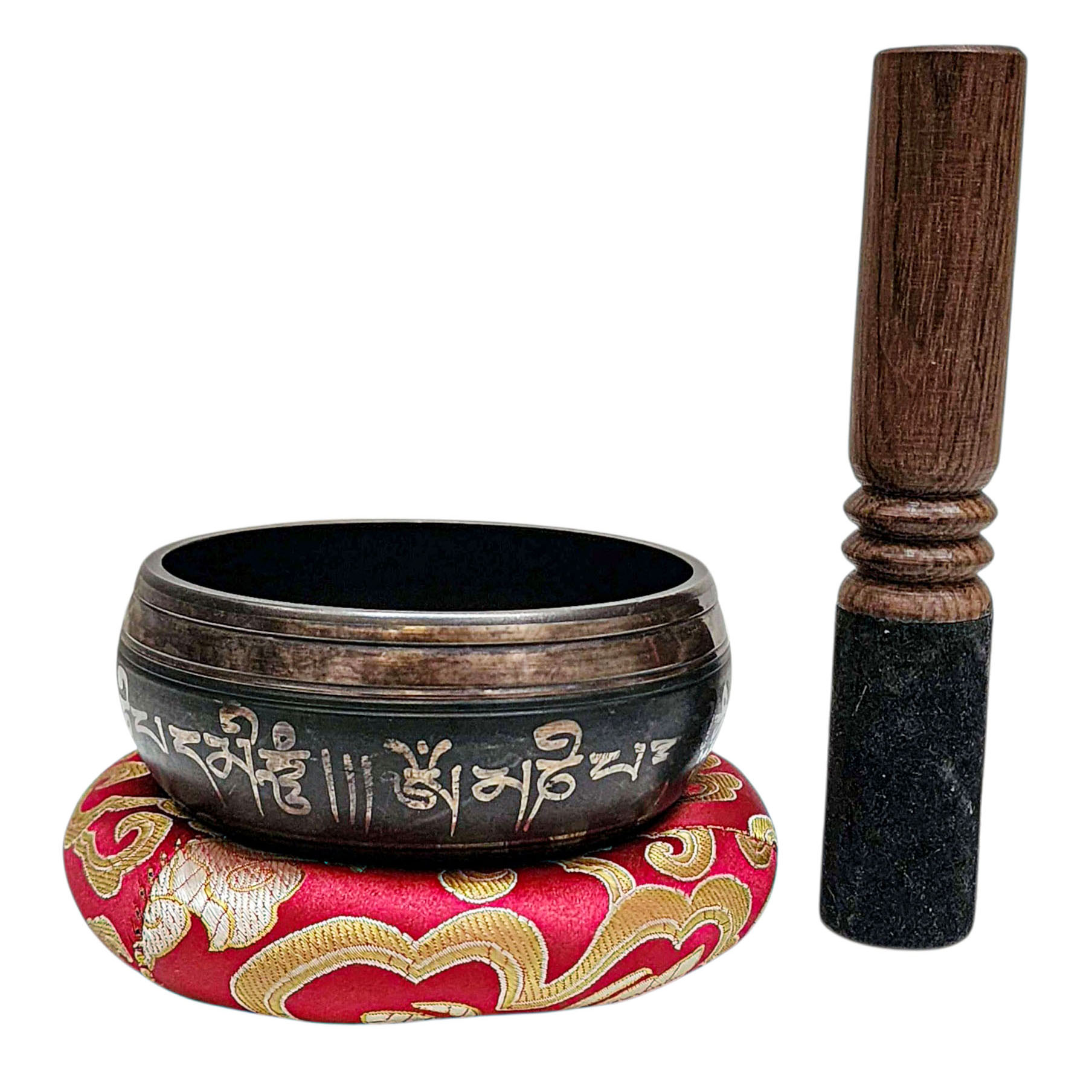 Buddhist Machine Made Singing Bowl, [mantra] Carved Inside, [select Accessories]