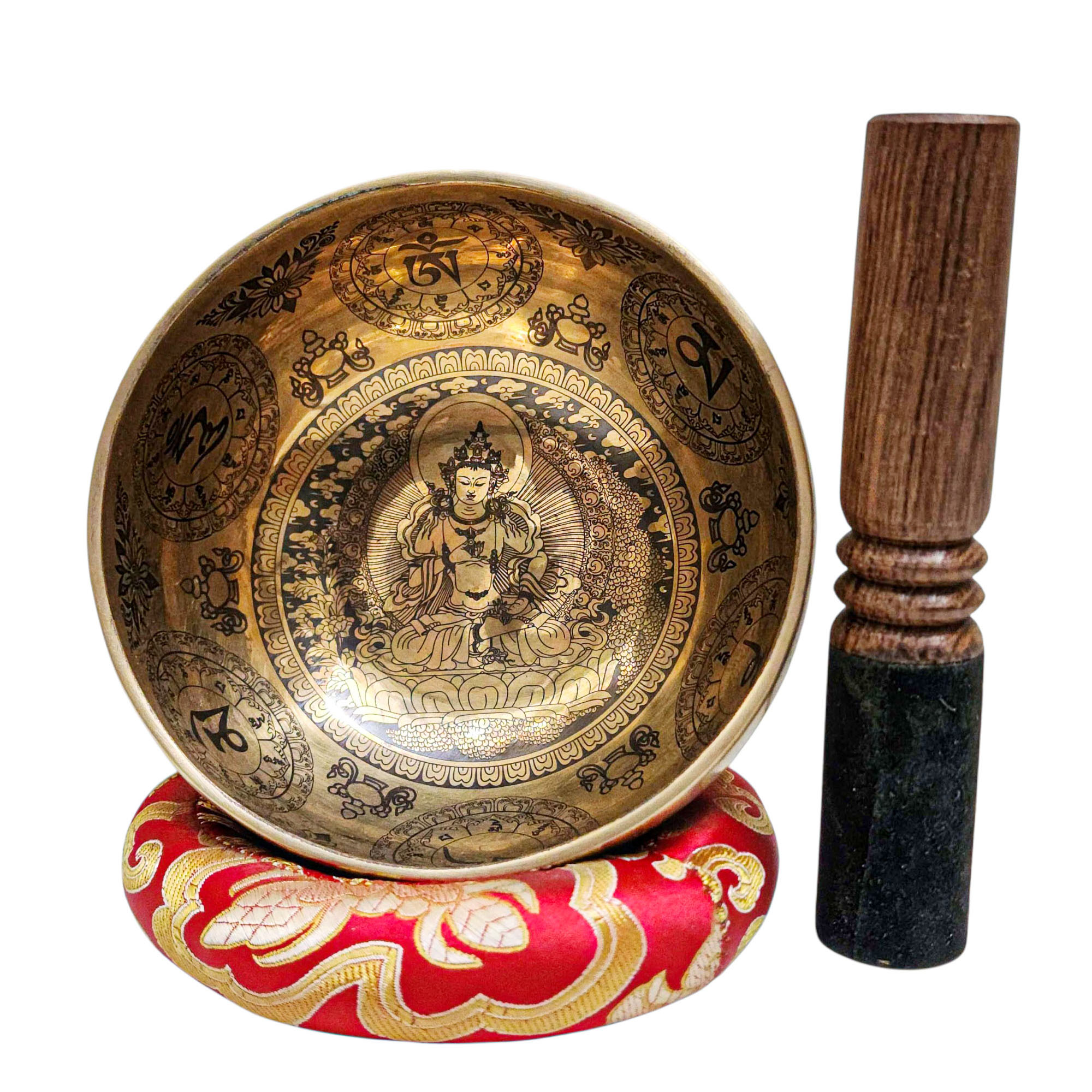 Singing Bowl, Buddhist Hand Beaten, With Fine Etching Carving, [vajrasattva], [select Accessories]