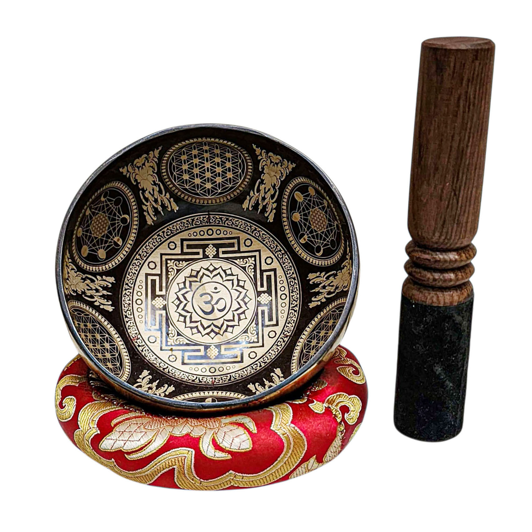Singing Bowl, Buddhist Hand Beaten, With Fine Etching Carving, [om - Hindu], [select Accessories]