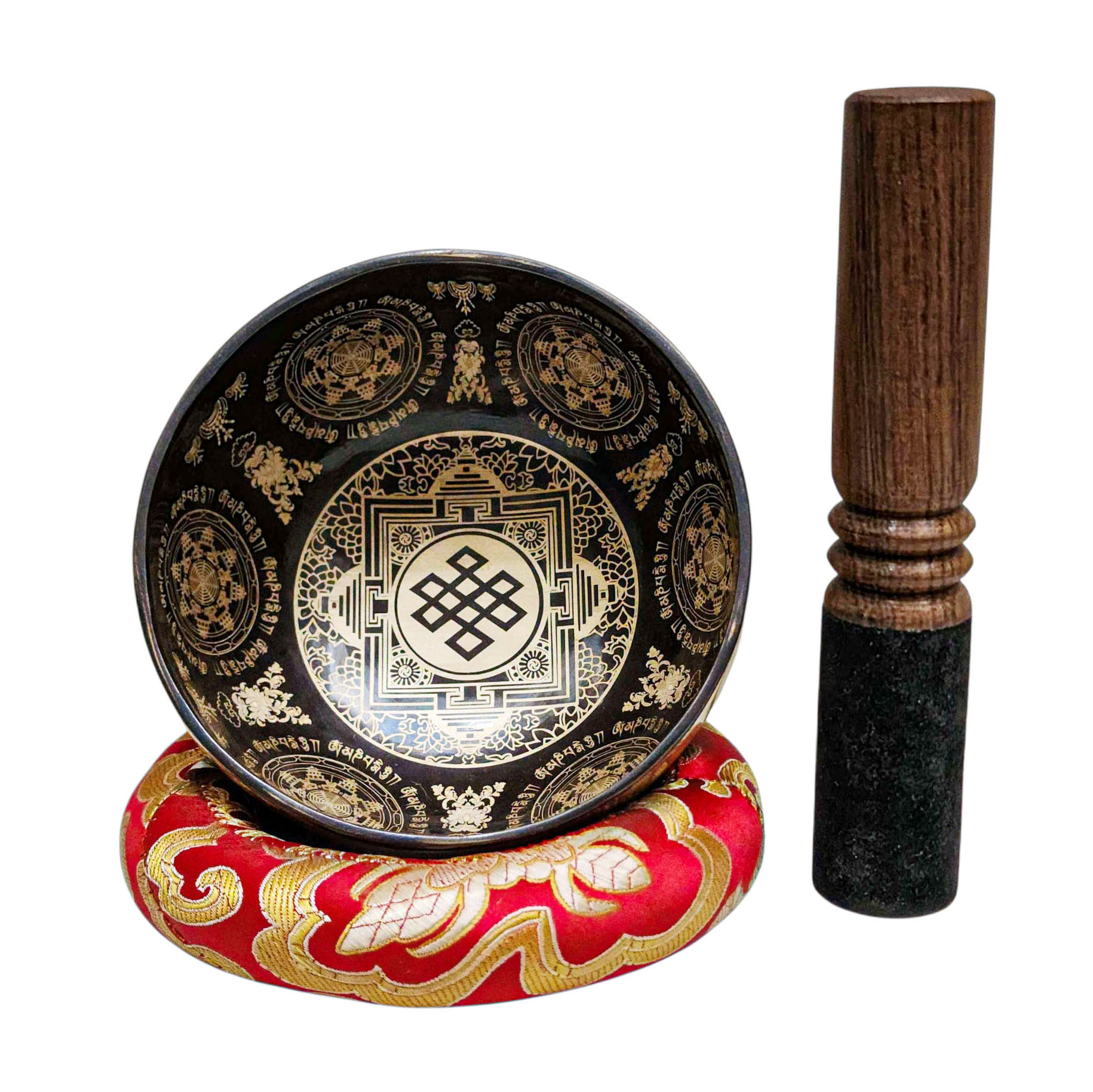 Singing Bowl, Buddhist Hand Beaten, With Fine Etching Carving, [endless Knot], [select Accessories]