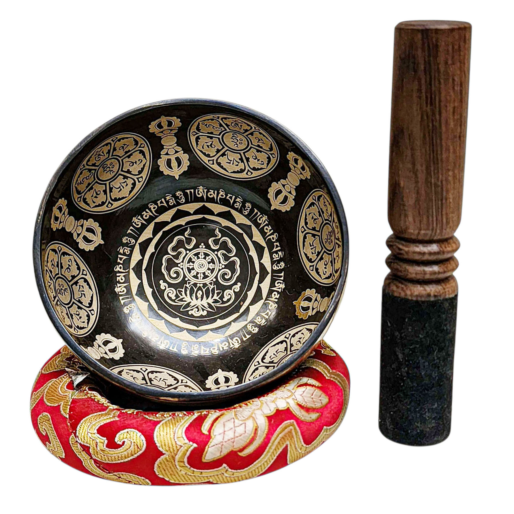 Singing Bowl, Buddhist Hand Beaten, With Fine Etching Carving, [dharmachakra], [select Accessories]