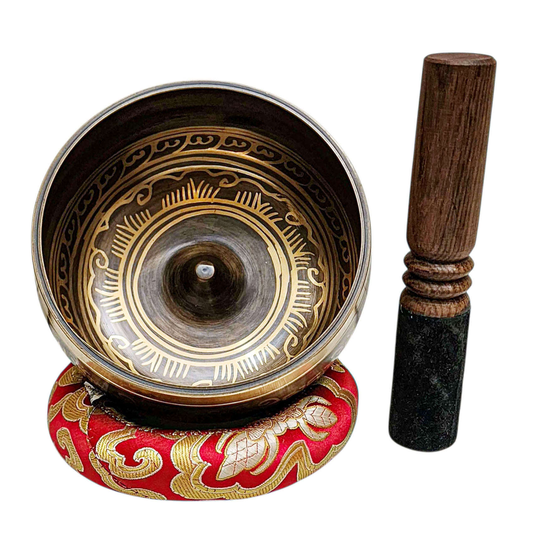 Buddhist Machine Made Singing Bowl, [lingam Bowl] Or Japanese Bowl Carved Inside, [select Accessories]