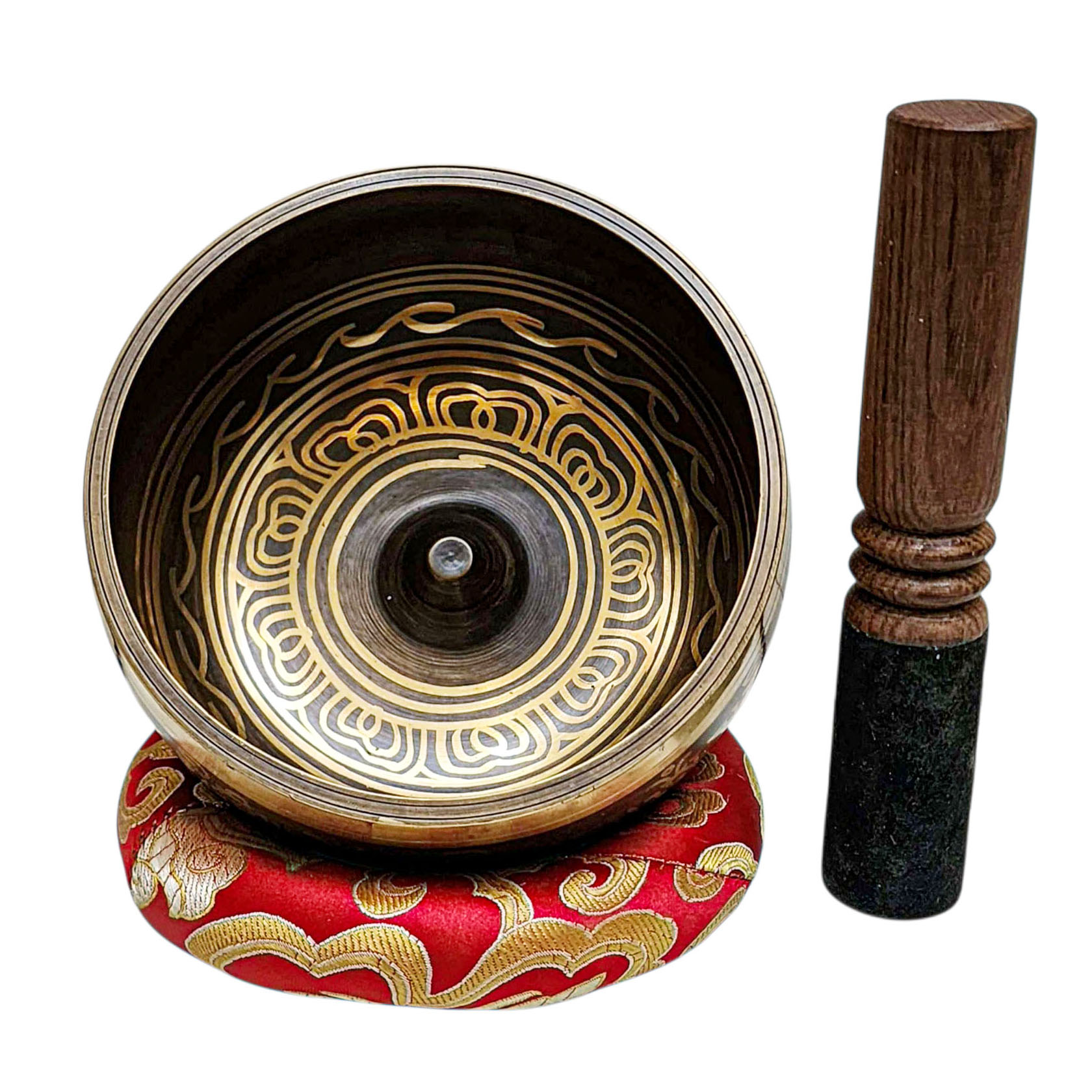 Buddhist Machine Made Singing Bowl, [lingam Bowl] Or Japanese Bowl Carved Inside, [select Accessories]