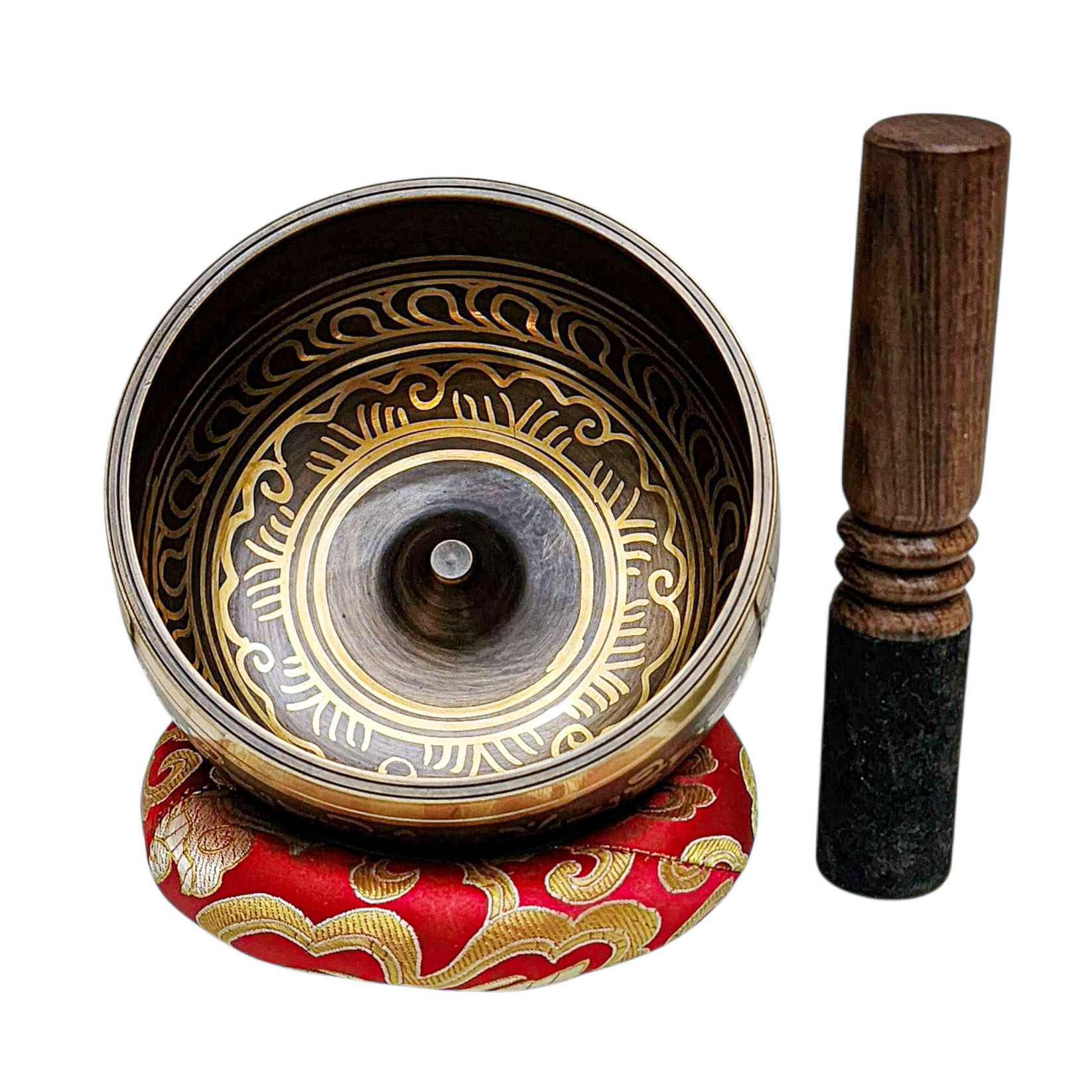 Buddhist Machine Made Singing Bowl, [lingam Bowl] Or Japanese Bowl Carved Inside, [select Accessories]