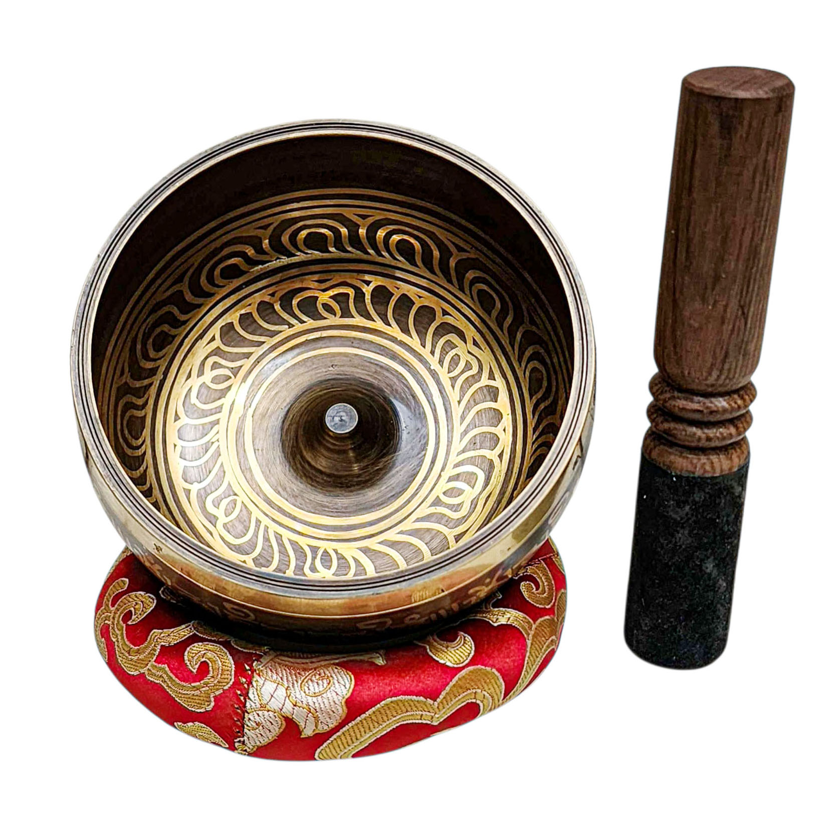 Buddhist Machine Made Singing Bowl, [lingam Bowl] Or Japanese Bowl Carved Inside, [select Accessories]