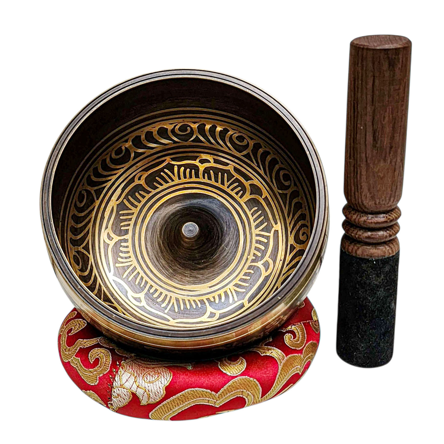 Buddhist Machine Made Singing Bowl, [lingam Bowl] Or Japanese Bowl Carved Inside, [select Accessories]