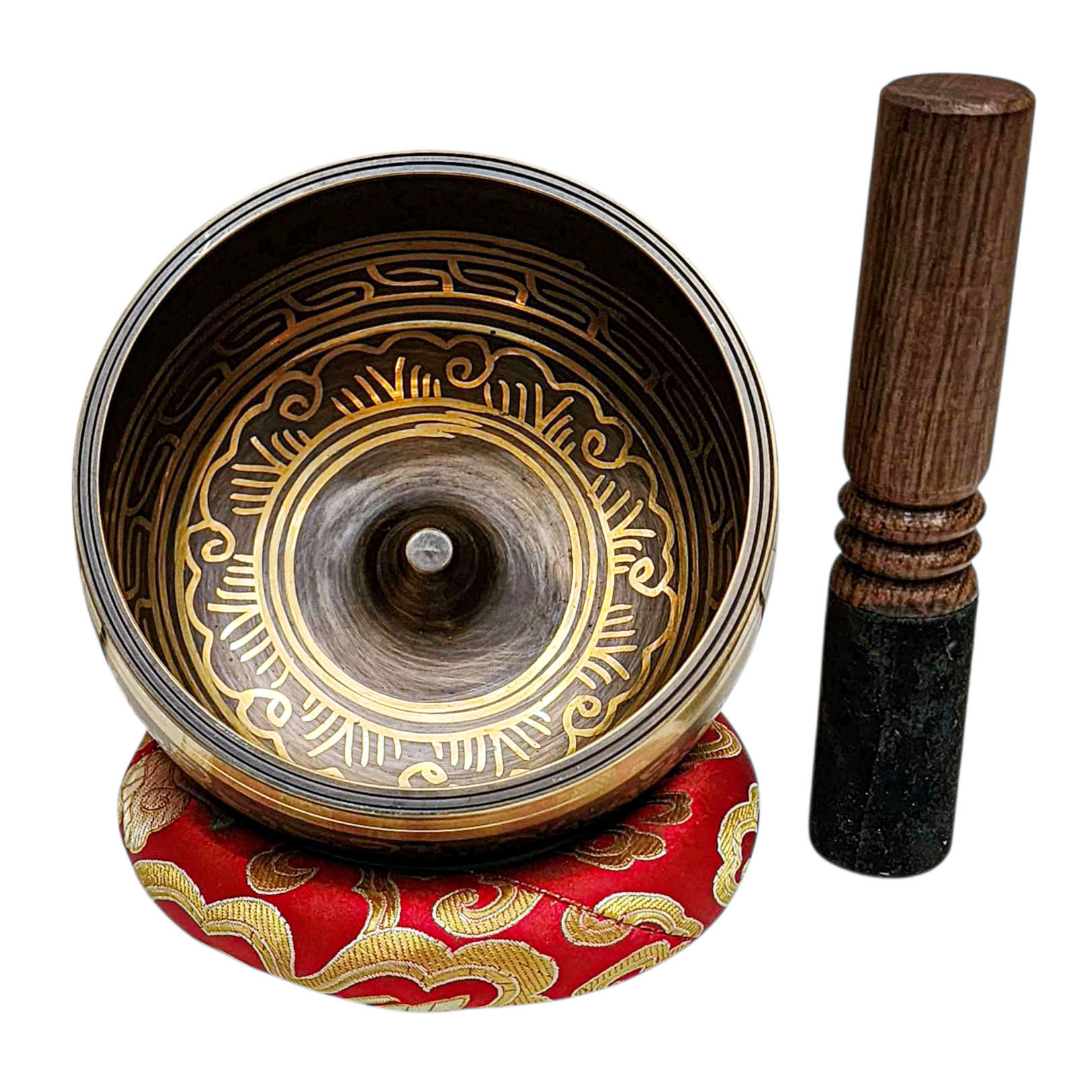 Buddhist Machine Made Singing Bowl, [lingam Bowl] Or Japanese Bowl Carved Inside, [select Accessories]