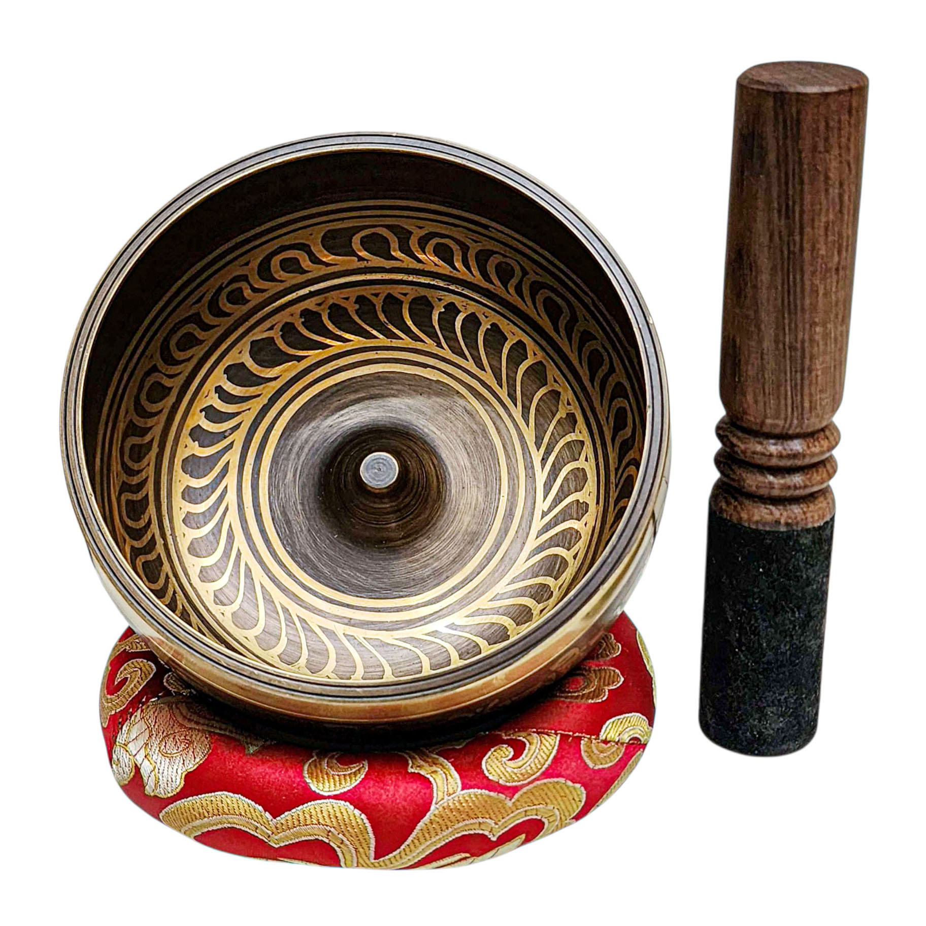 Buddhist Machine Made Singing Bowl, [lingam Bowl] Or Japanese Bowl Carved Inside, [select Accessories]