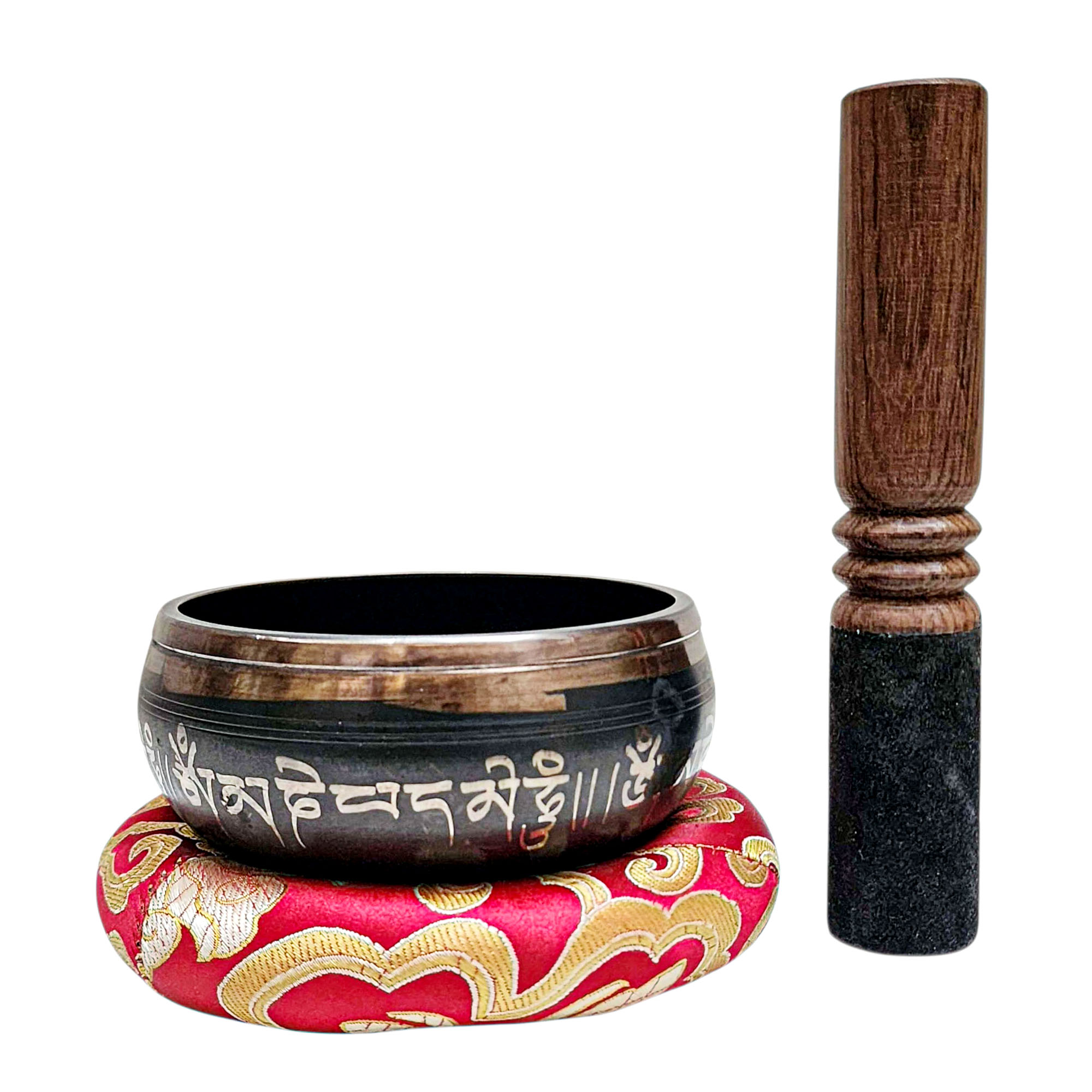 Nepali Singing Bowl With Carved Inside, [select Accessories]