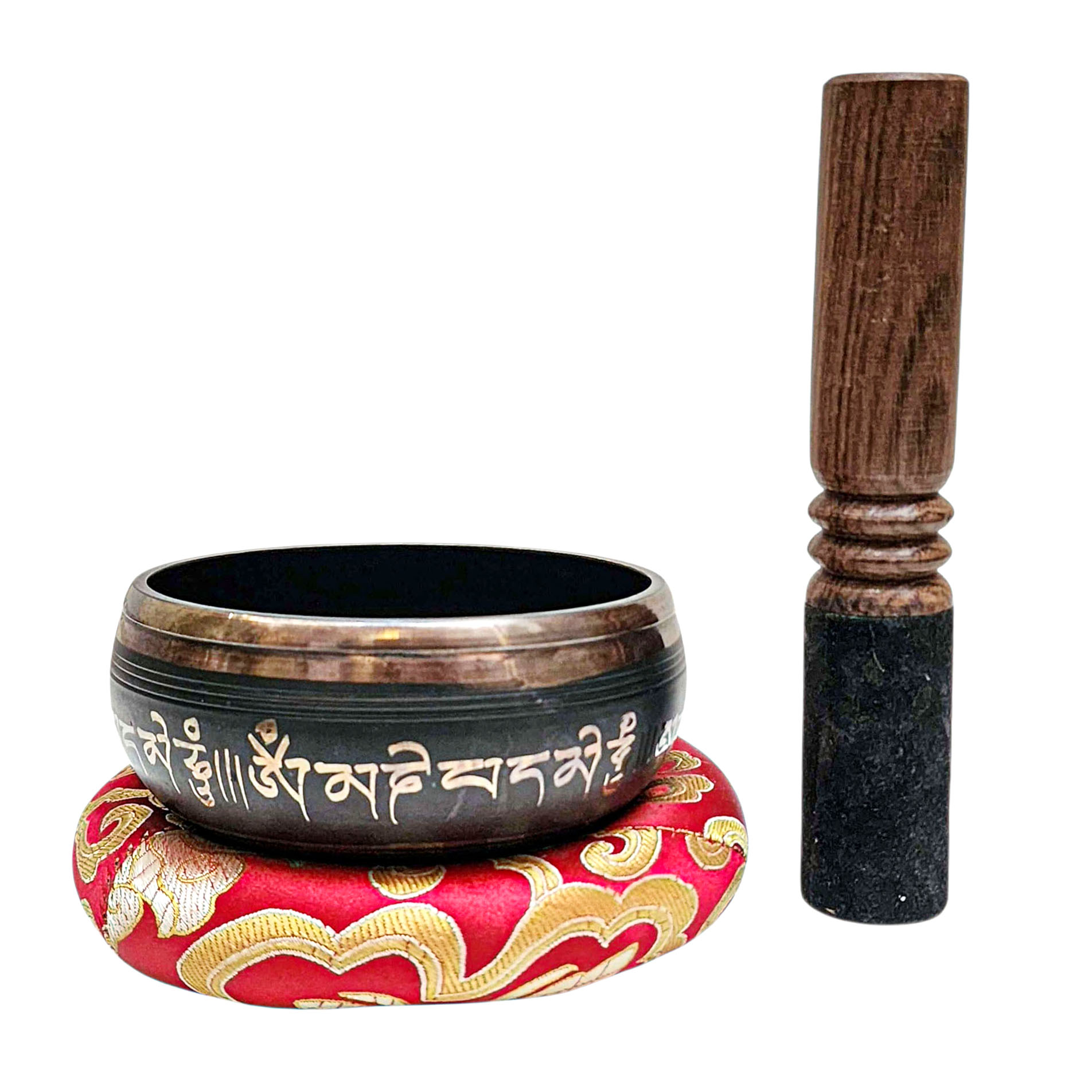 Nepali Singing Bowl With Carved Inside, [select Accessories]
