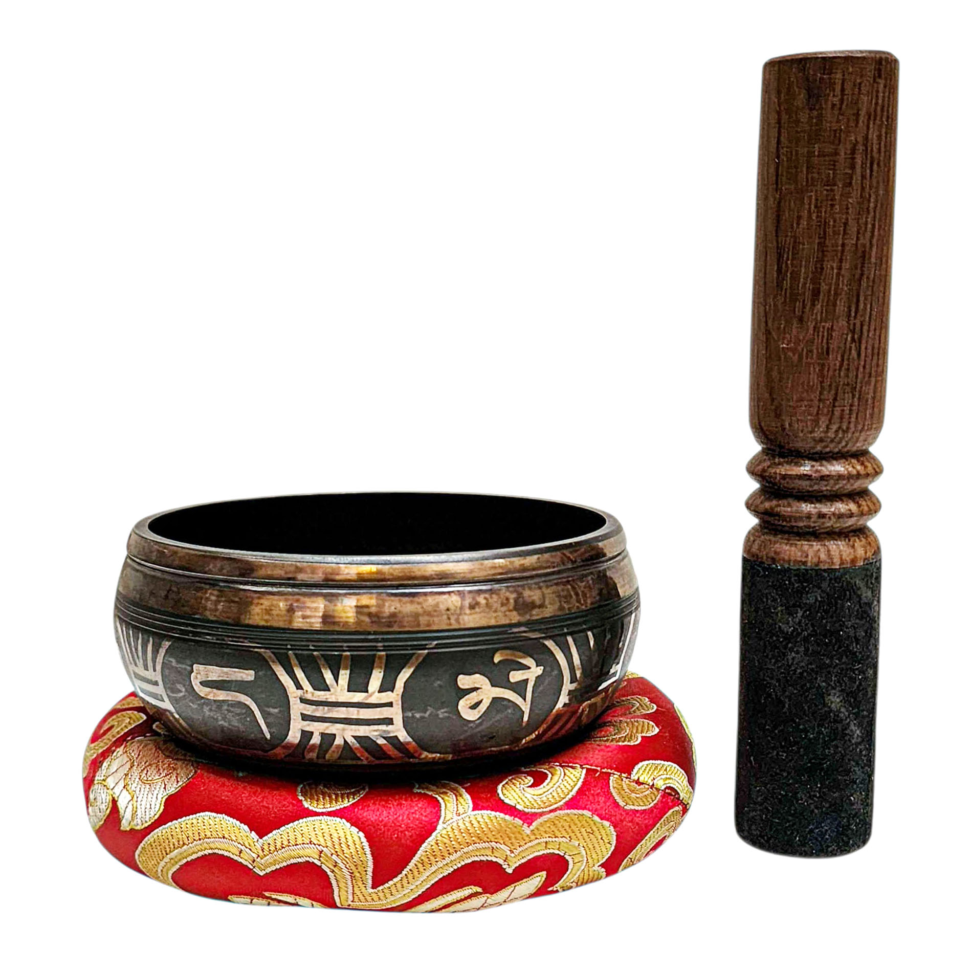 Nepali Singing Bowl With Carved Inside, [select Accessories]