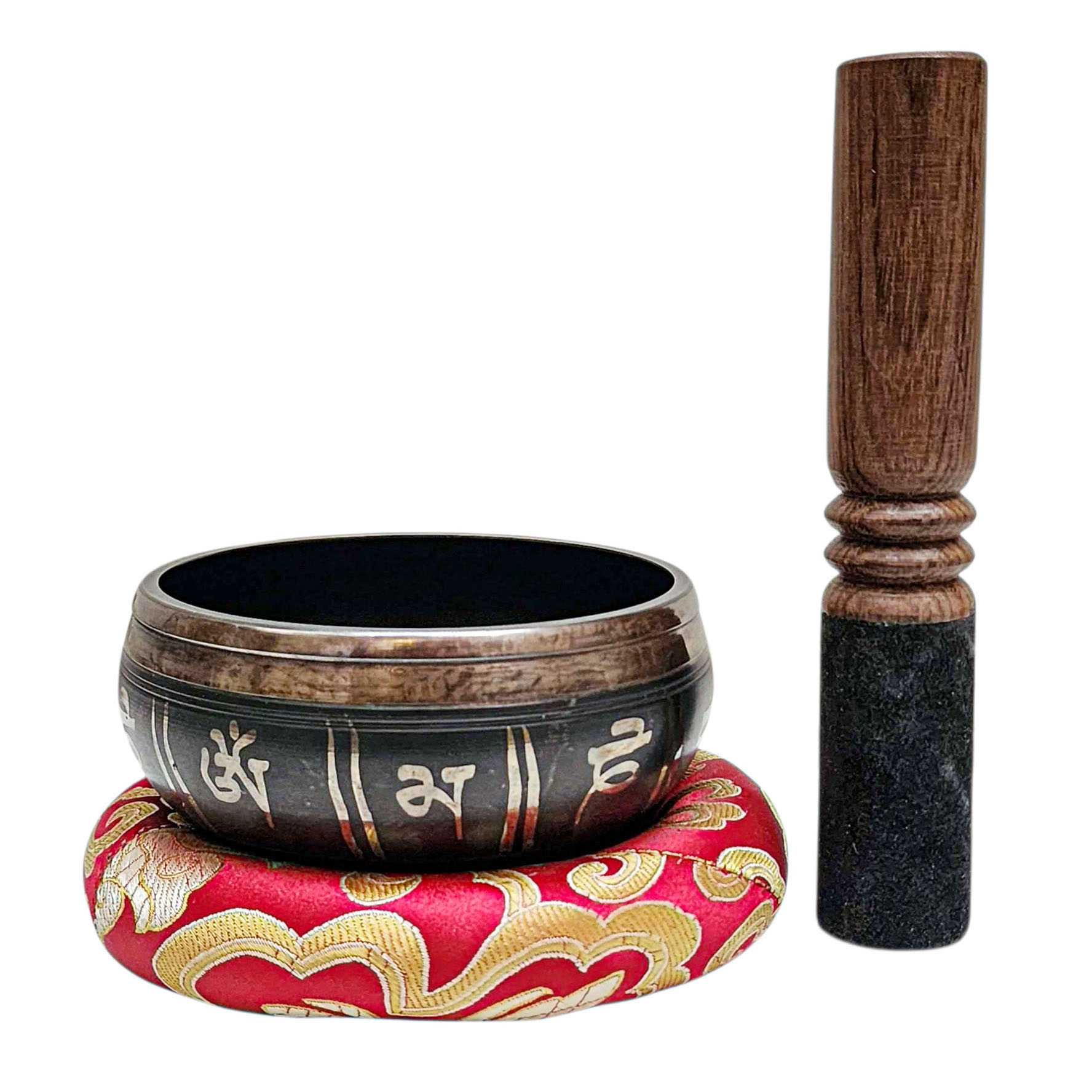 Nepali Singing Bowl With Carved Inside, [select Accessories]