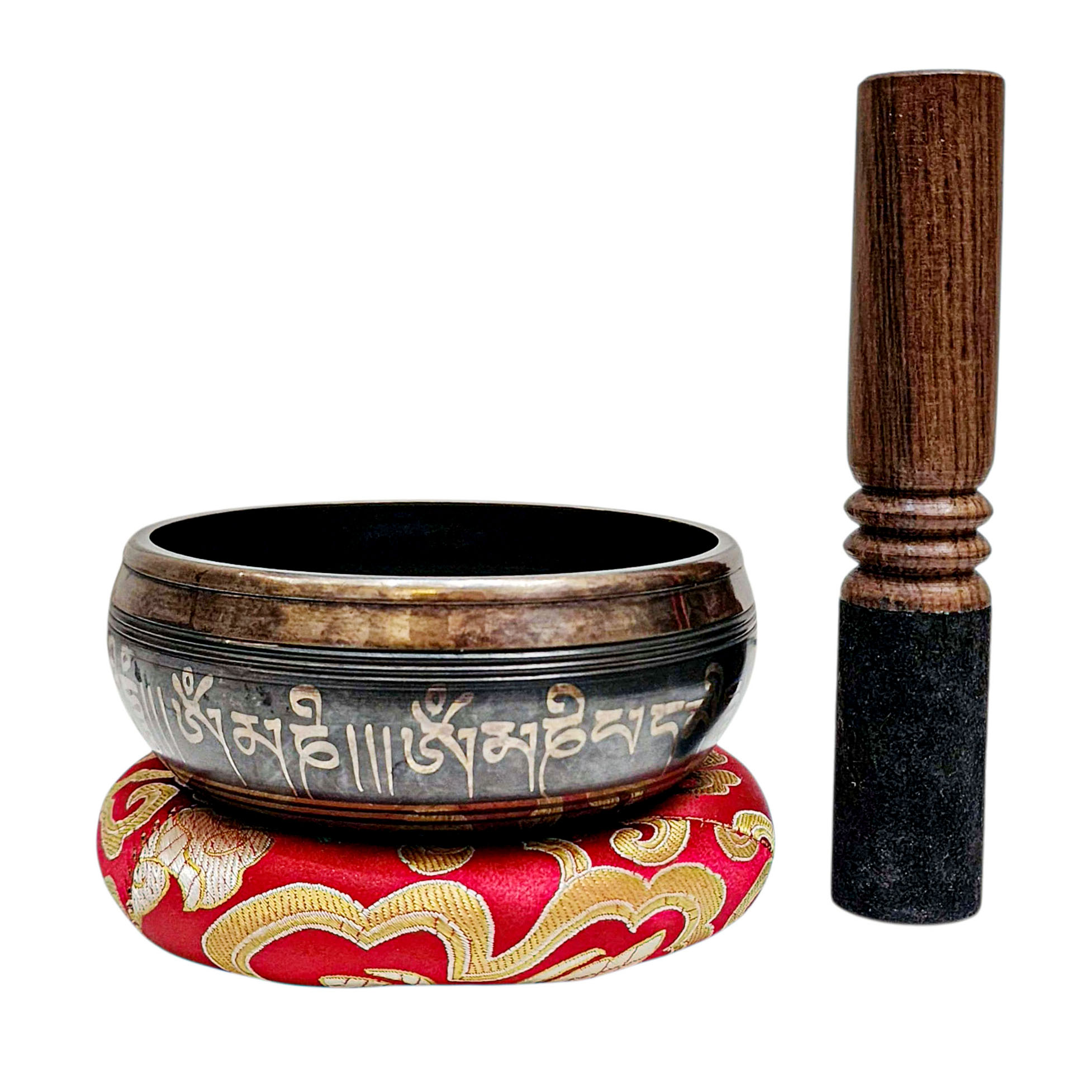 Nepali Singing Bowl With Carved Inside, [select Accessories]