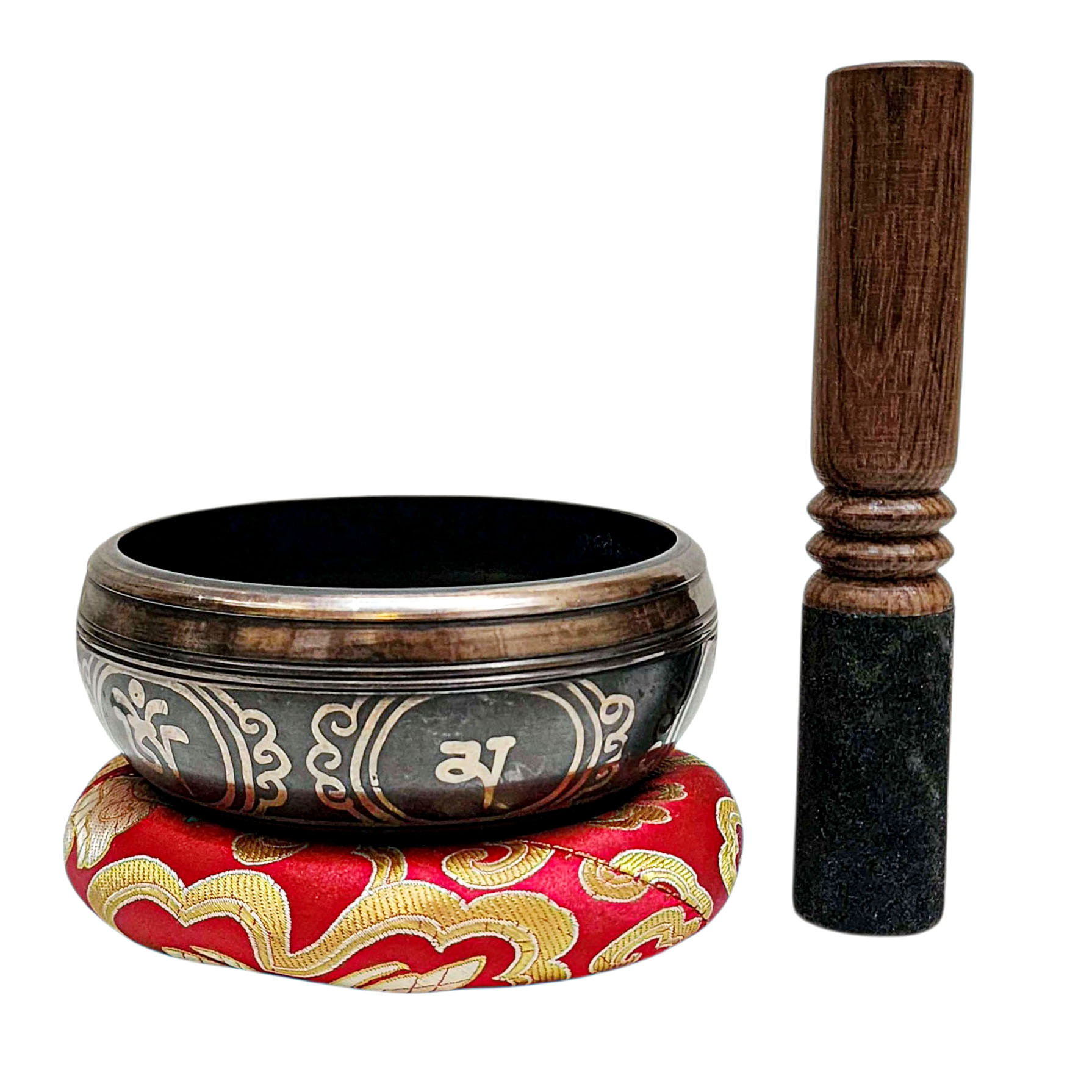 Nepali Singing Bowl With Carved Inside, [select Accessories]