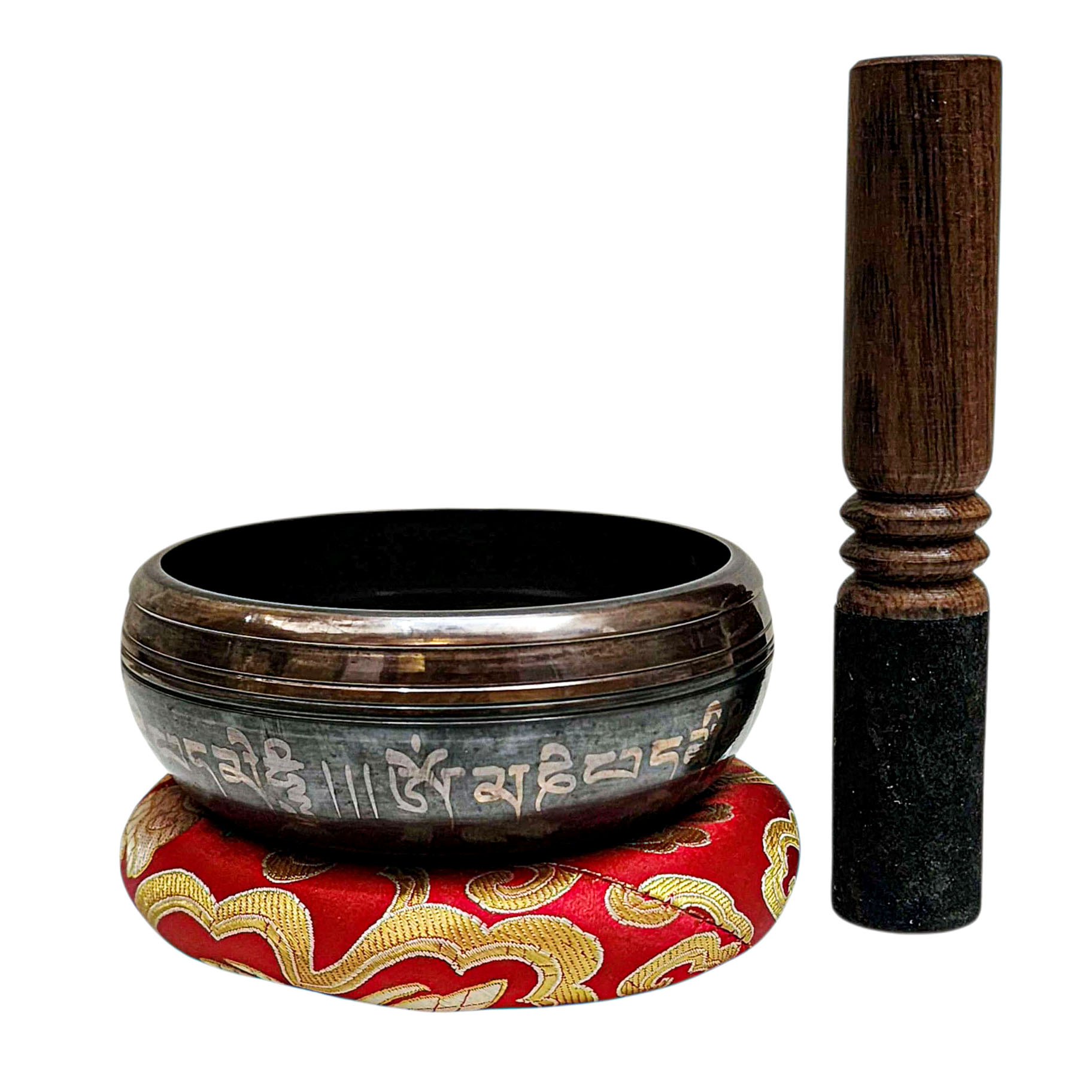 Nepali Singing Bowl With Carved Inside, [select Accessories]