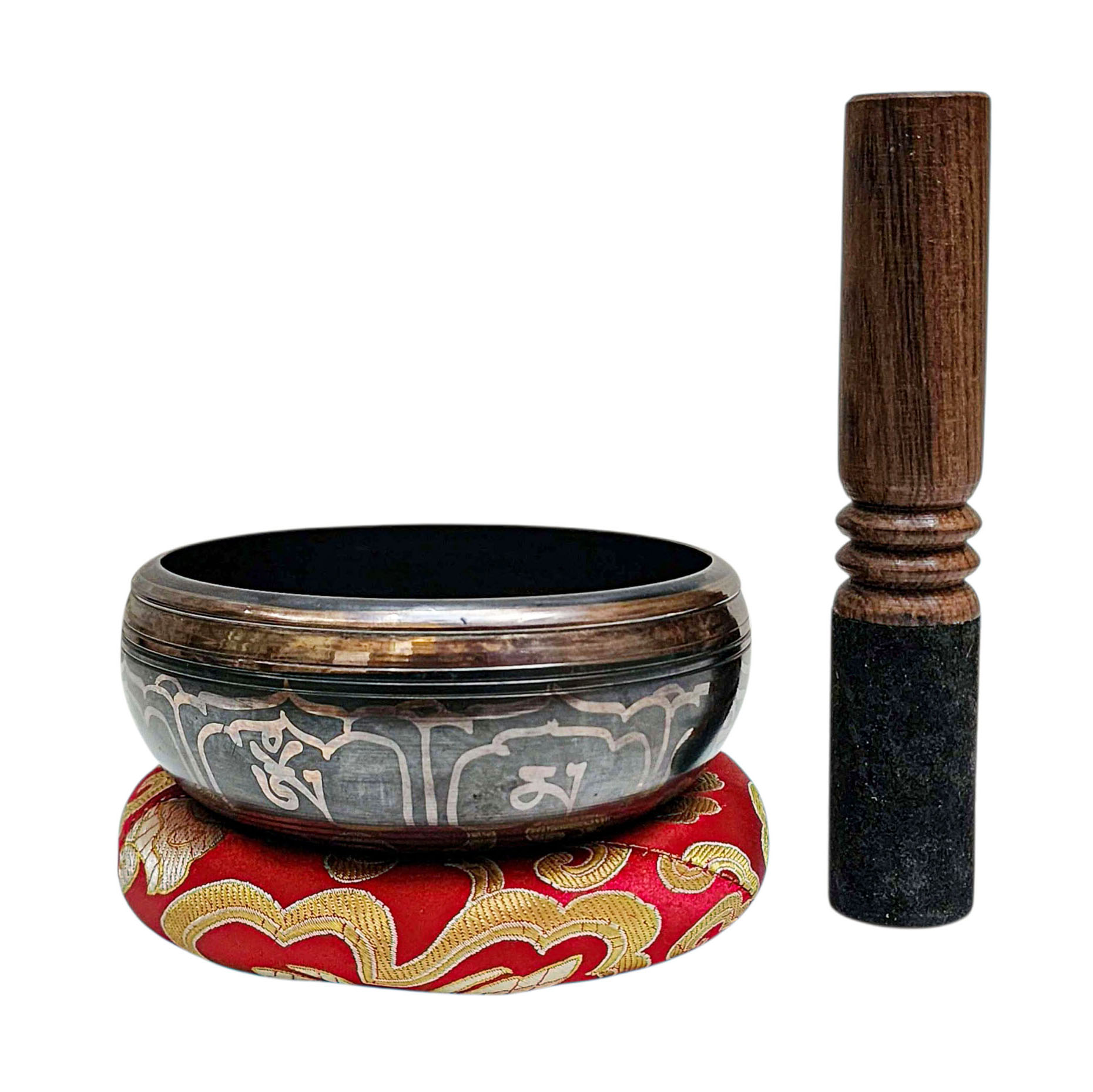 Nepali Singing Bowl With Carved Inside, [select Accessories]