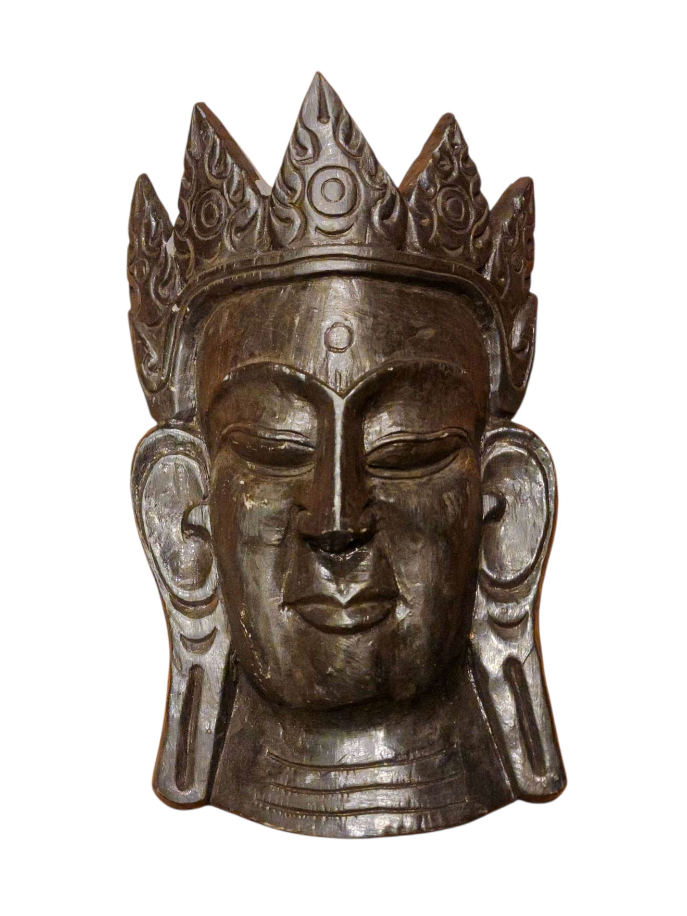 Handmade Wooden Mask Of [buddha], Wall Hanging, [painted], Poplar Wood