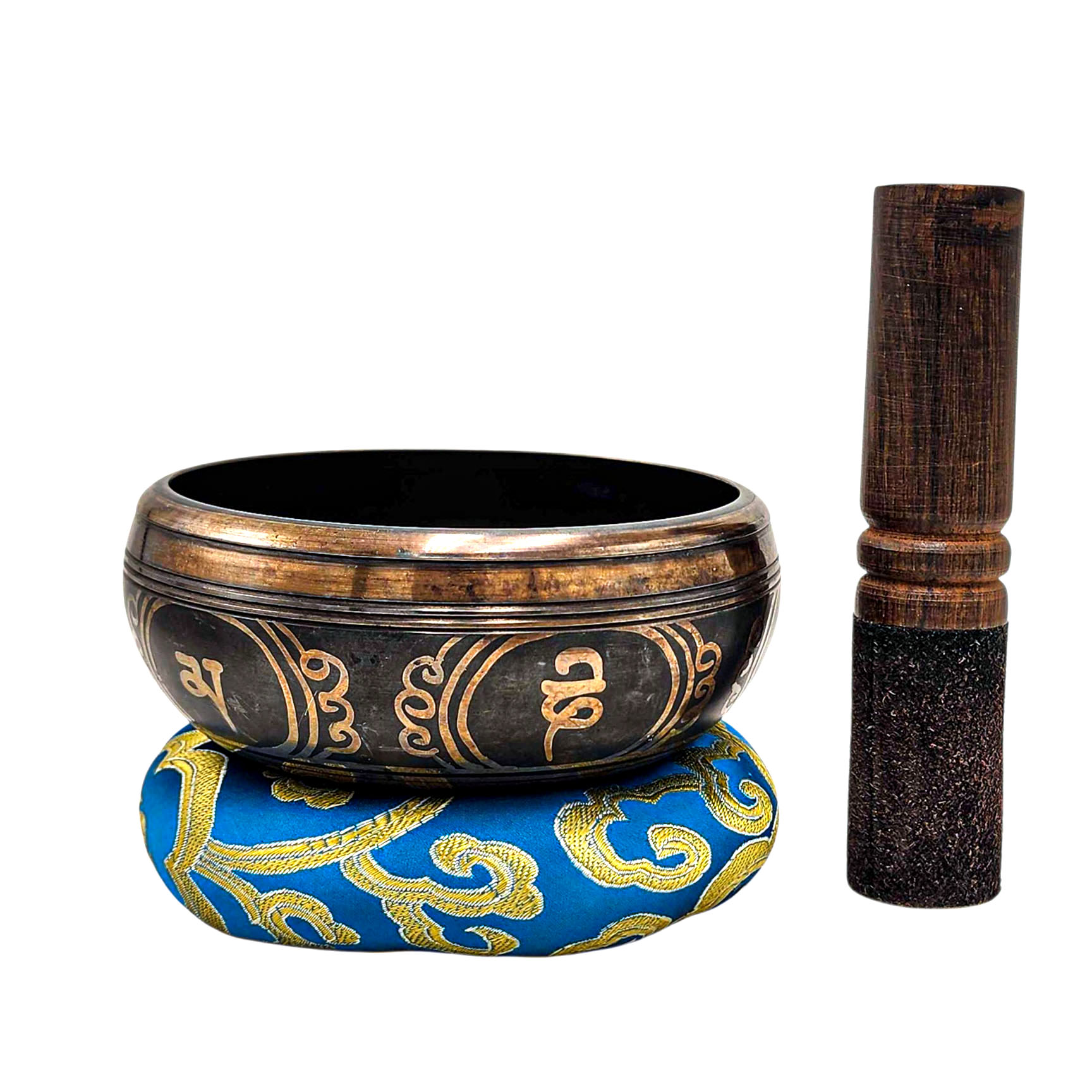 Nepali Singing Bowl With Carved Inside, [select Accessories]