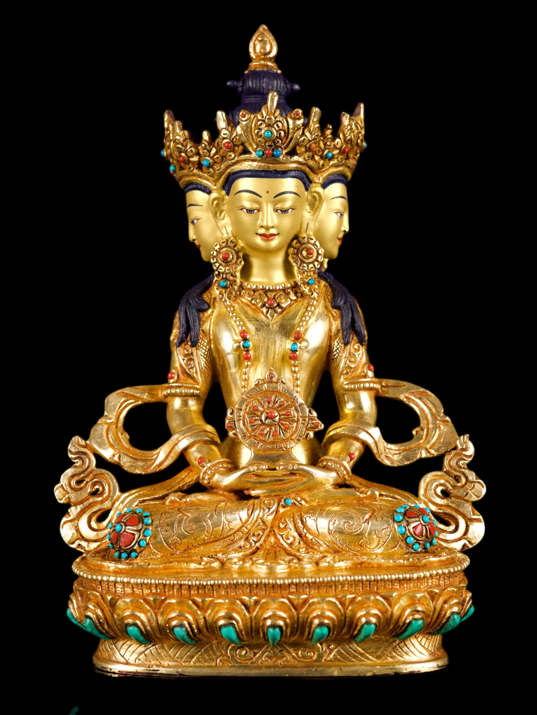 [vairocana], Buddhist Handmade Statue, [full Gold Plated], [stone Setting], [face Painted]