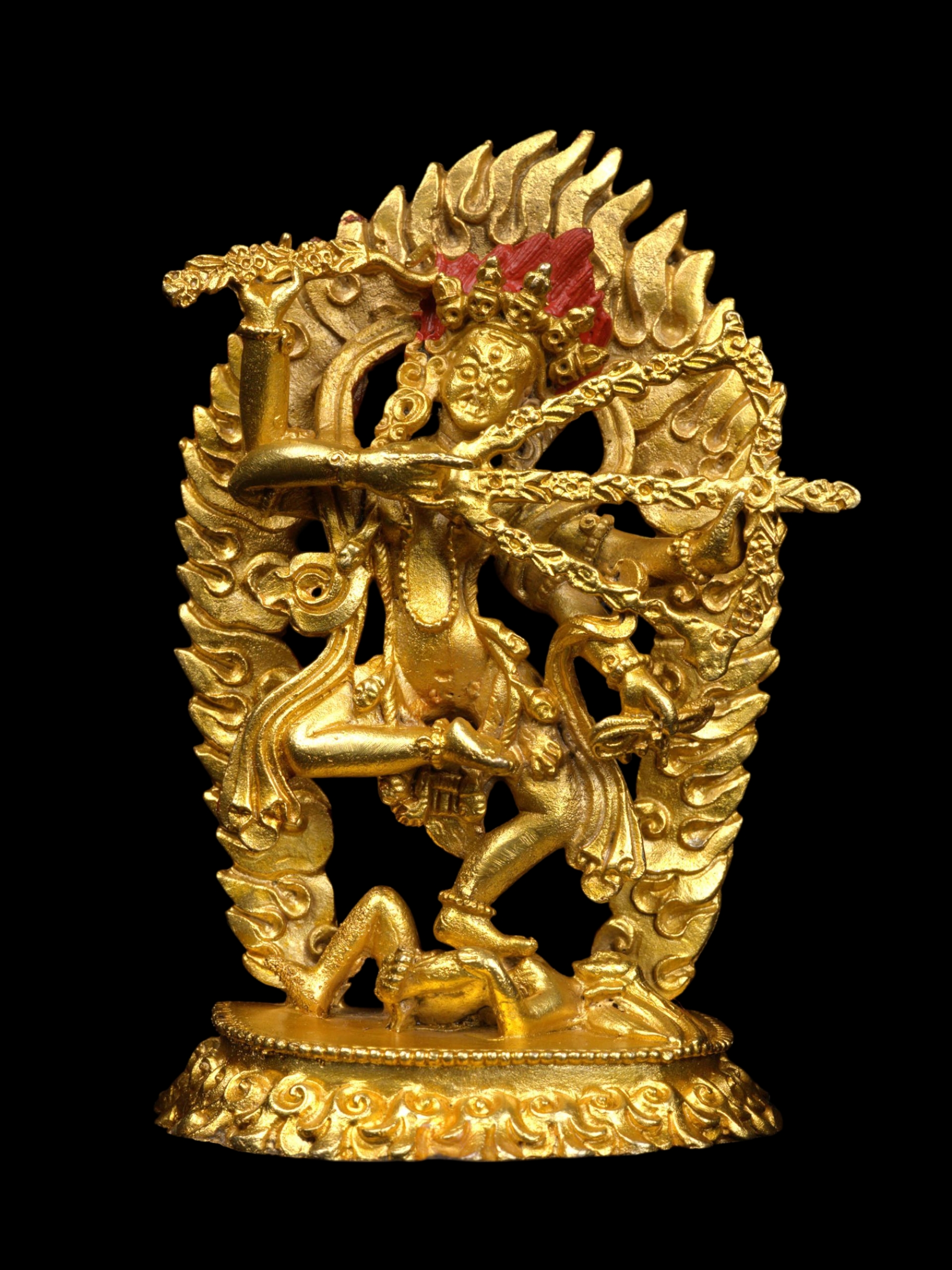[kurukulla], Buddhist Miniature Statue, [full Gold Plated], [face Painted]