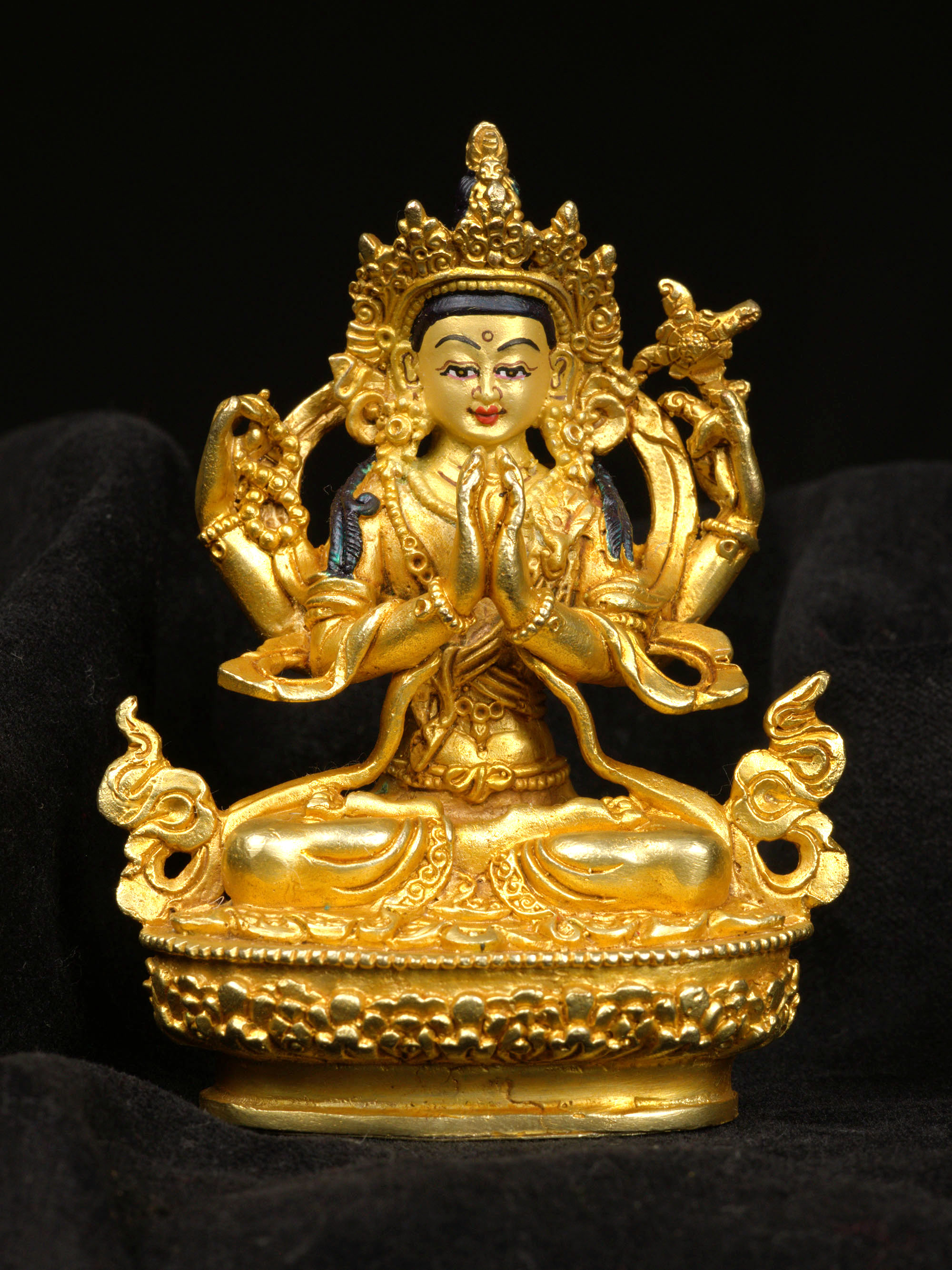 [chenrezig], Buddhist Miniature Statue, [full Gold Plated], [face Painted]