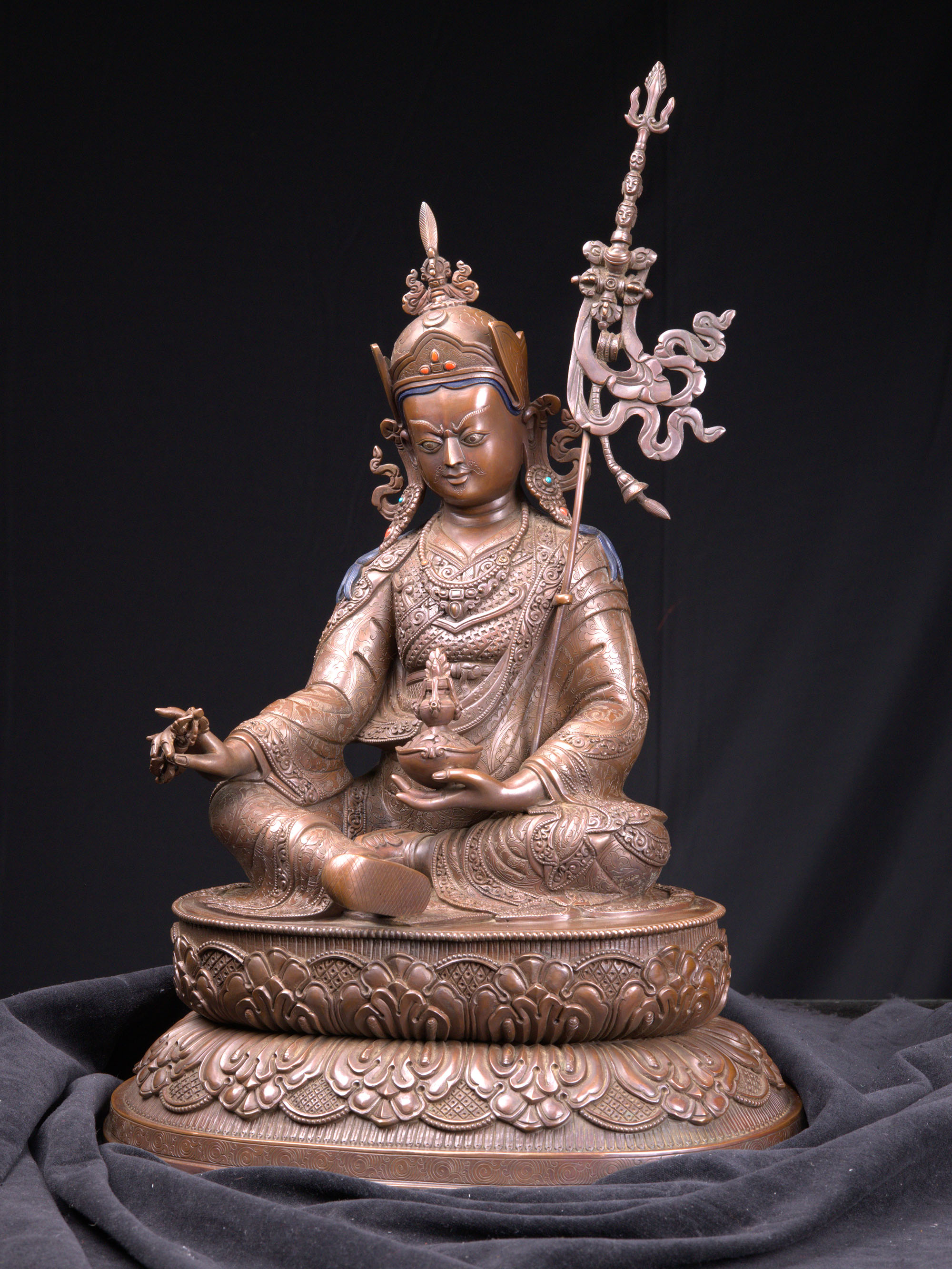 [padmasambhava], [guru] Buddhist Handmade Statue, [chocolate Oxidized]
