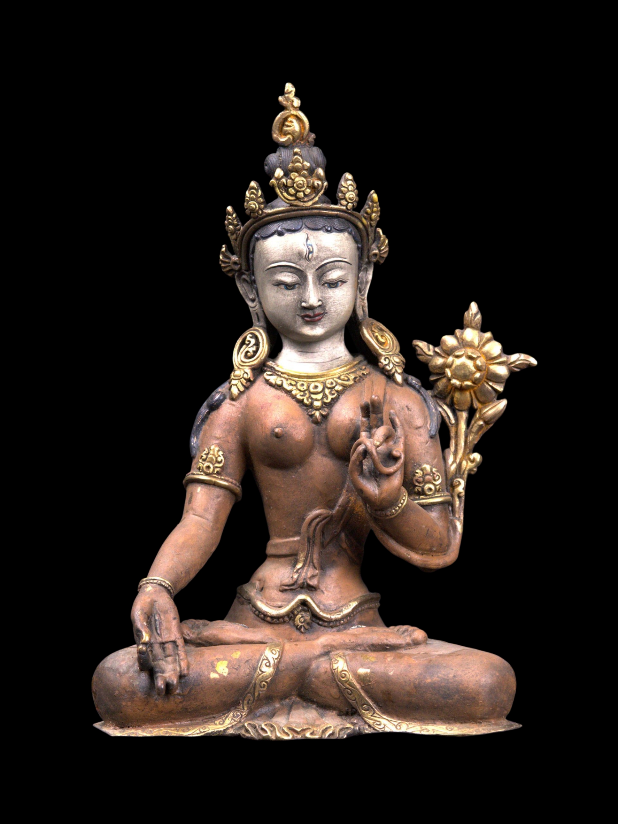 [white Tara], Buddhist Handmade Statue, [thangka Color Finishing], [antique]