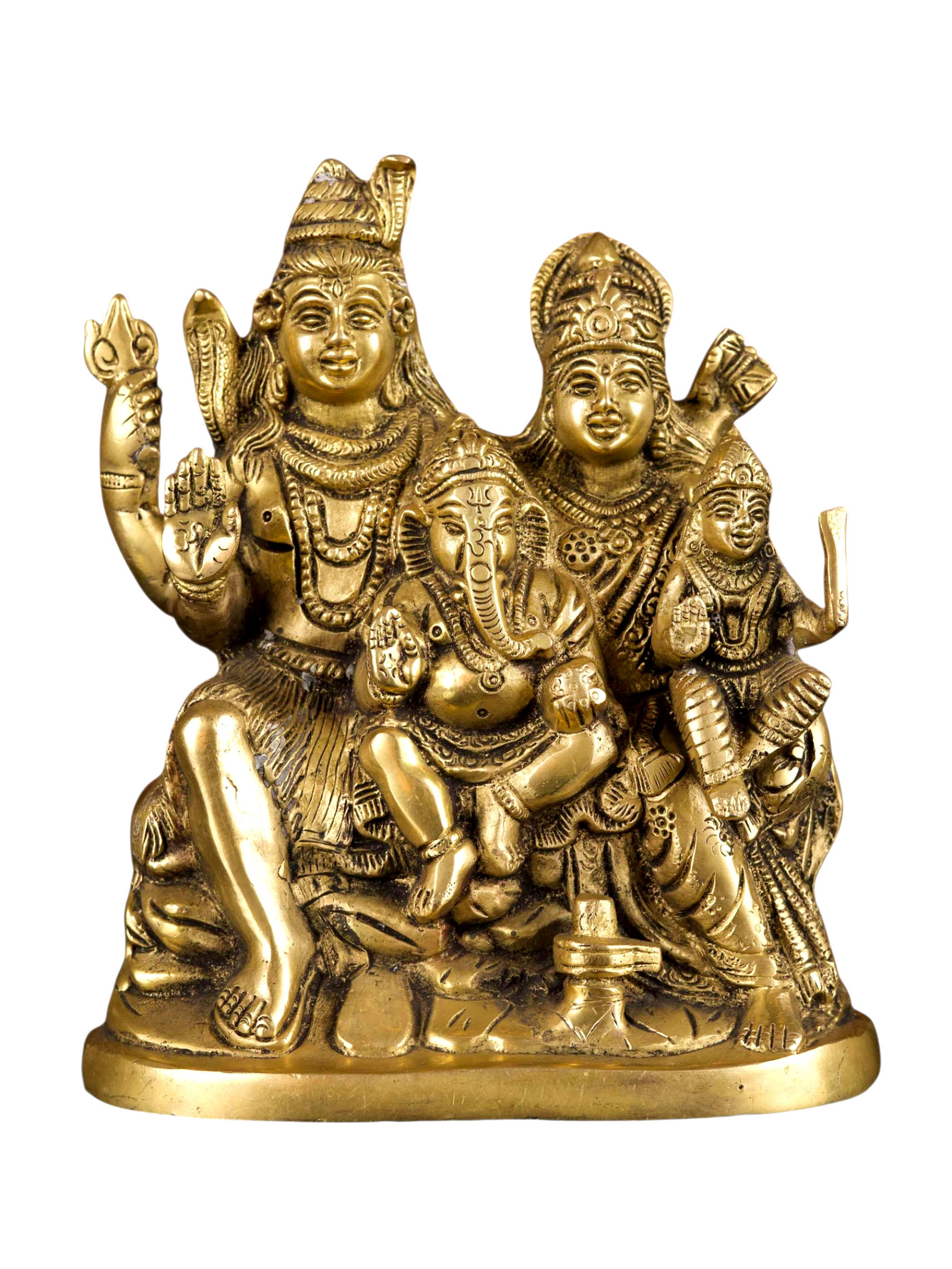 [shiva Family], Handmade Statue [brass Finishing]