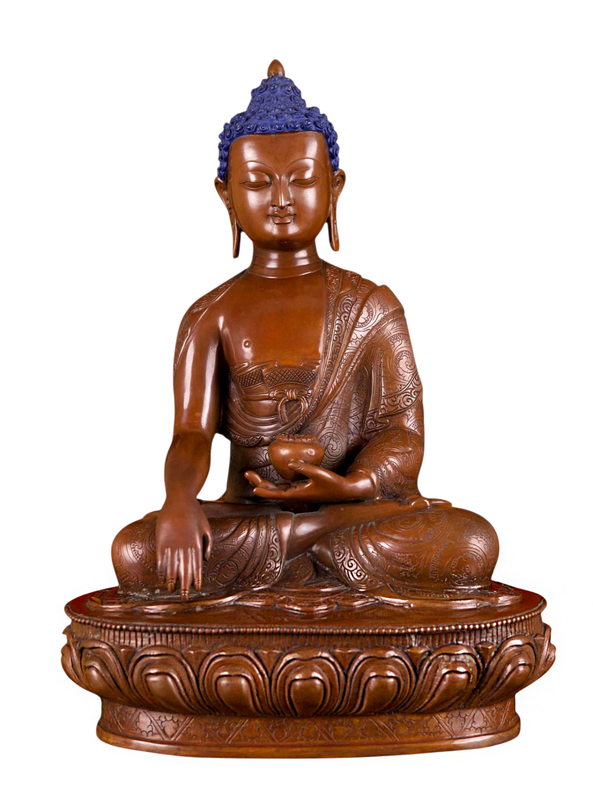 [shakyamuni Buddha], Buddhist Handmade Statue, [chocolate Oxidized]