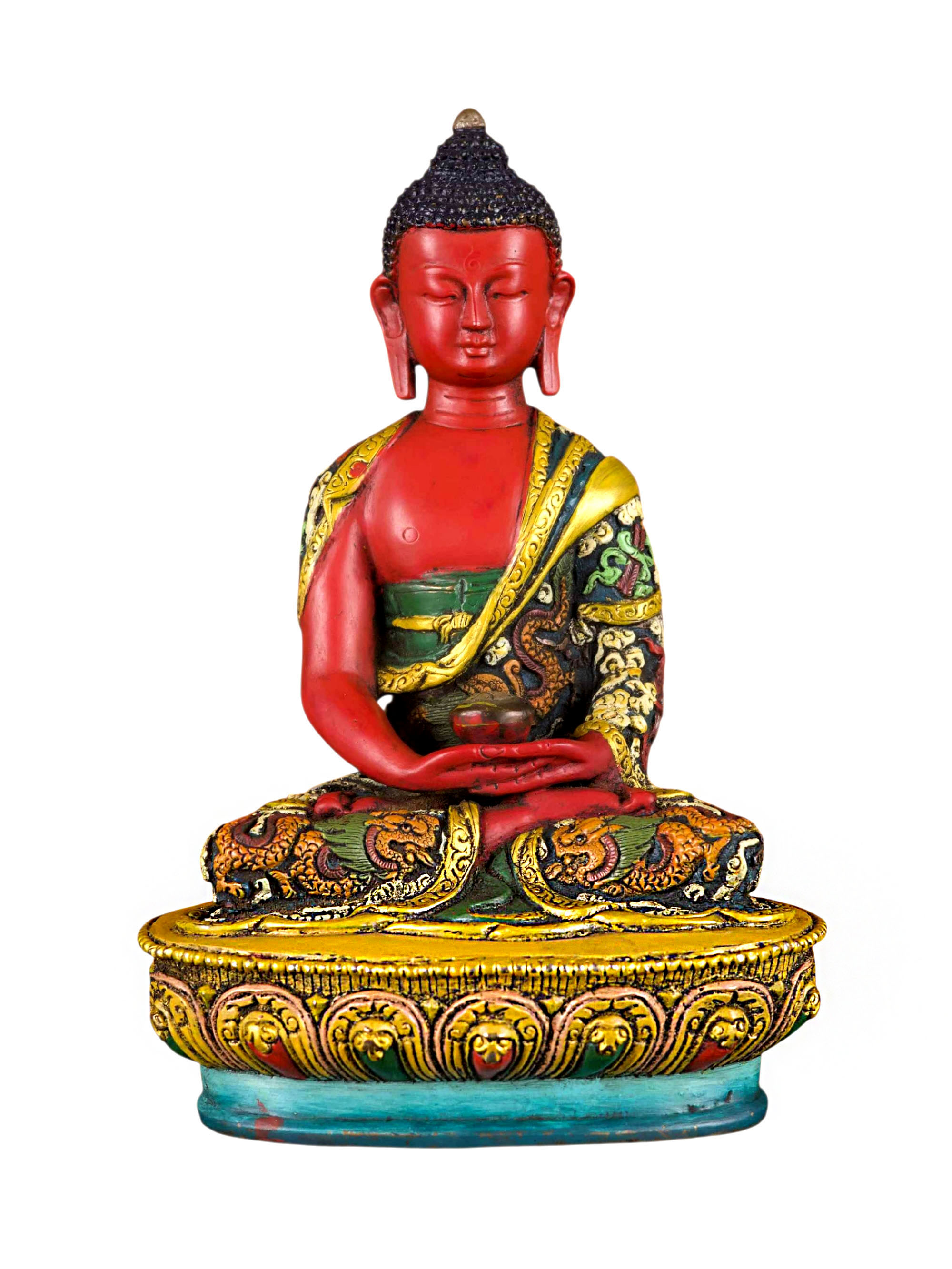 [amitabha Buddha], Buddhist Handmade Statue, [thangka Color Finishing], [face Painted]