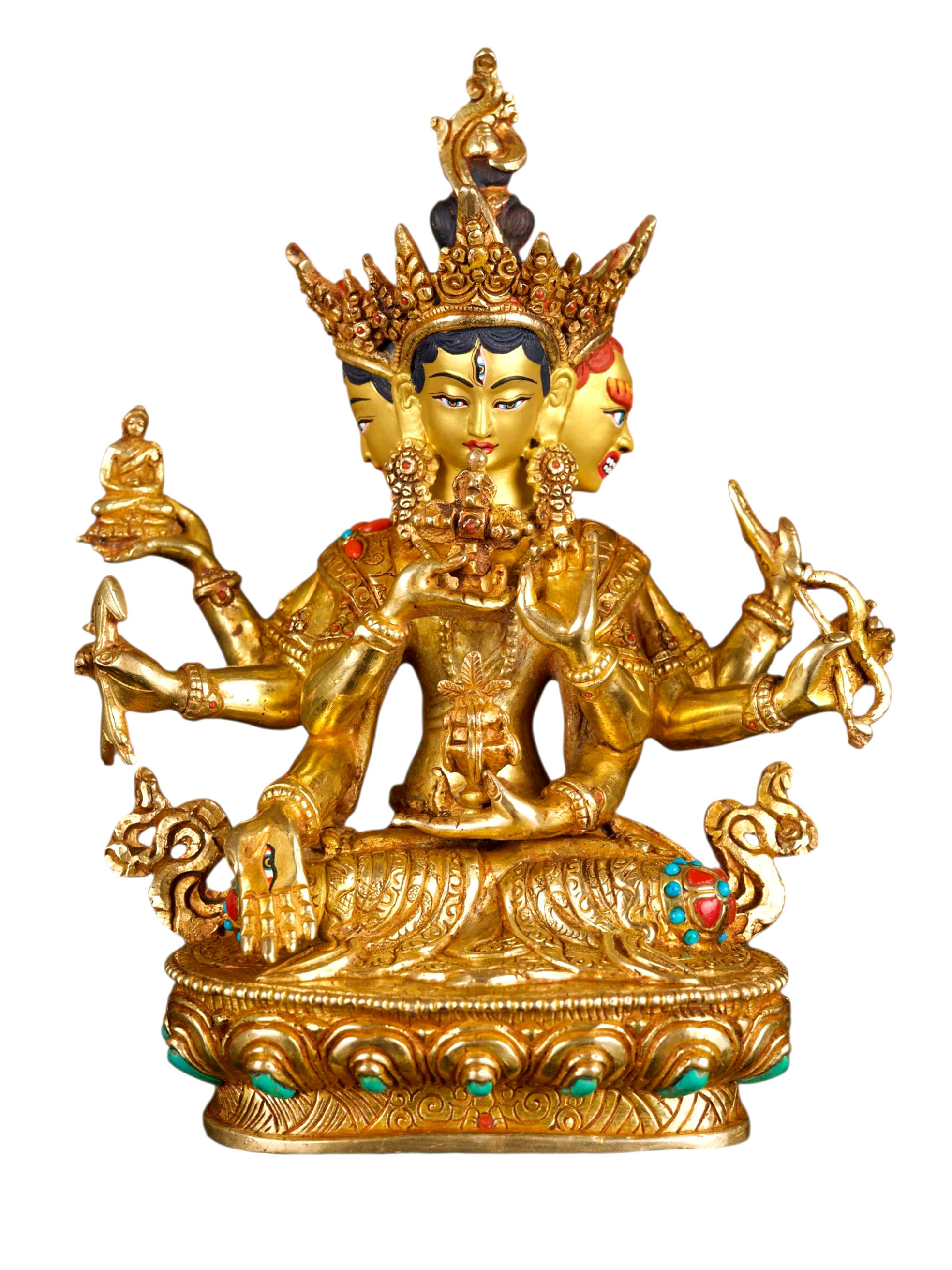[namgyalma], Buddhist Handmade Statue, [full Gold Plated], [stone Setting], [face Painted]