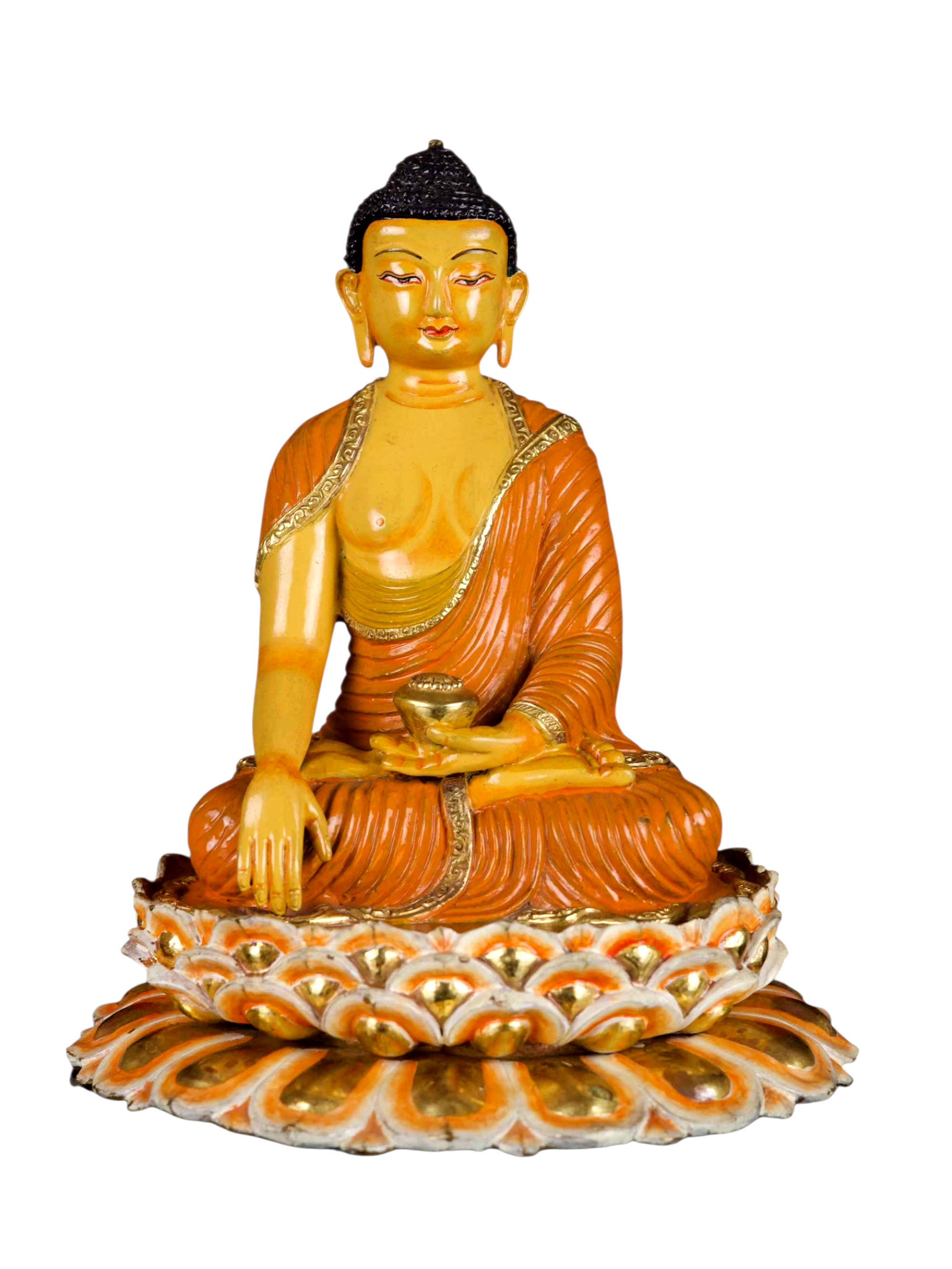 [shakyamuni Buddha], Buddhist Handmade Statue, [thangka Color Finishing], [face Painted]