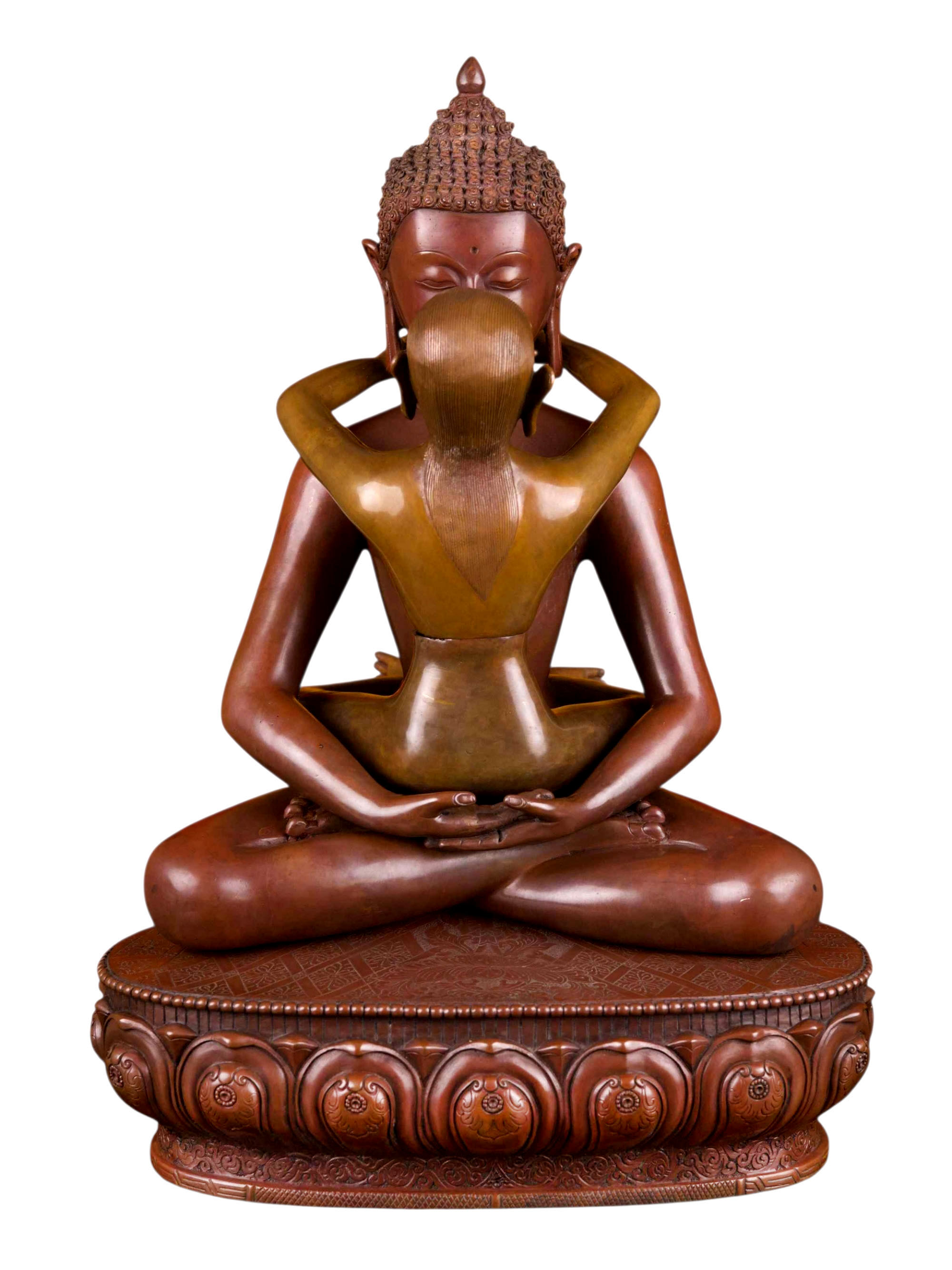 [samantabhadra] (buddha Shakti), Buddhist Handmade Statue, [chocolate Oxidized]