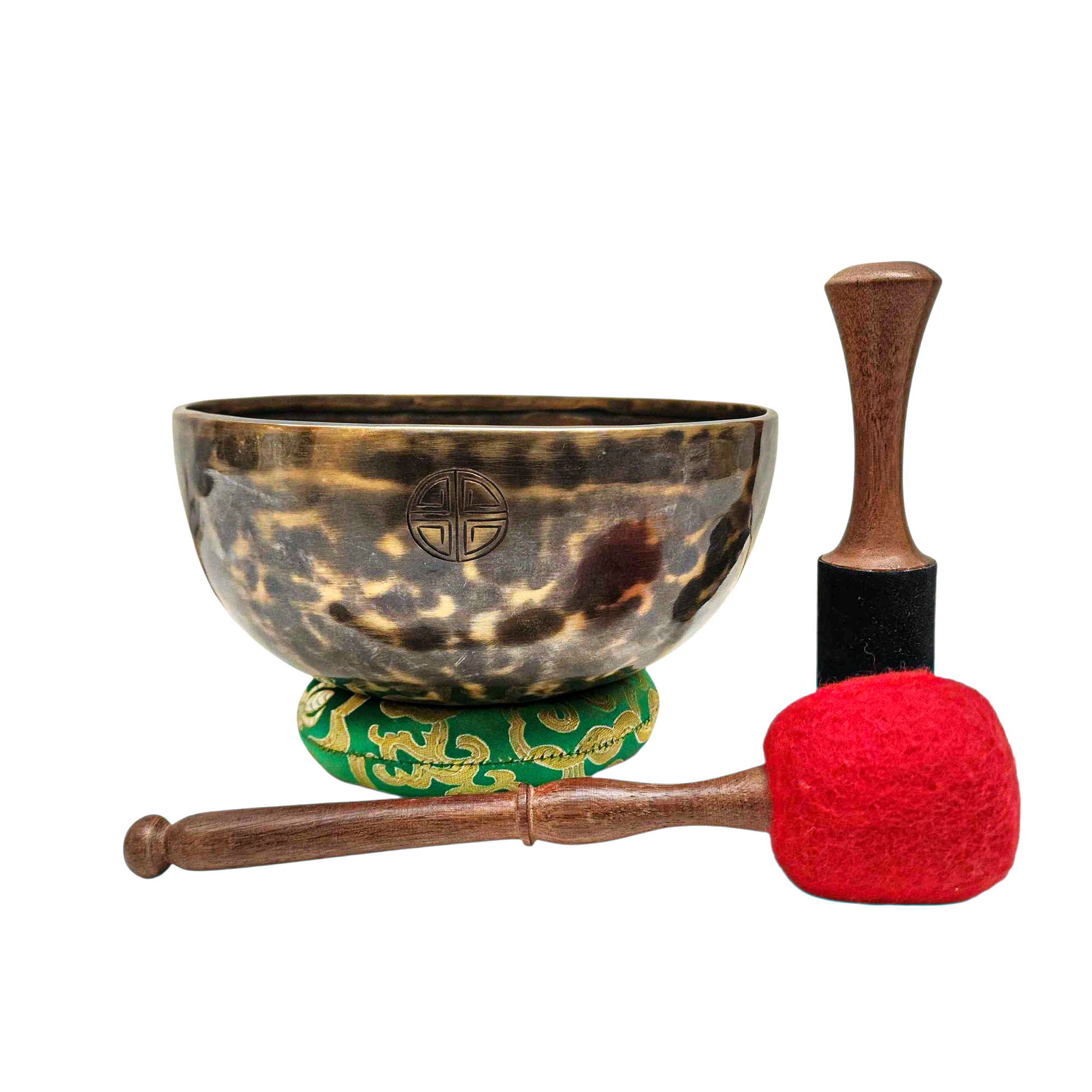 [full Moon Bowl], Moon Carved, Buddhist Hand Beaten Singing Bowl, Antique Finishing, [select Accessories]