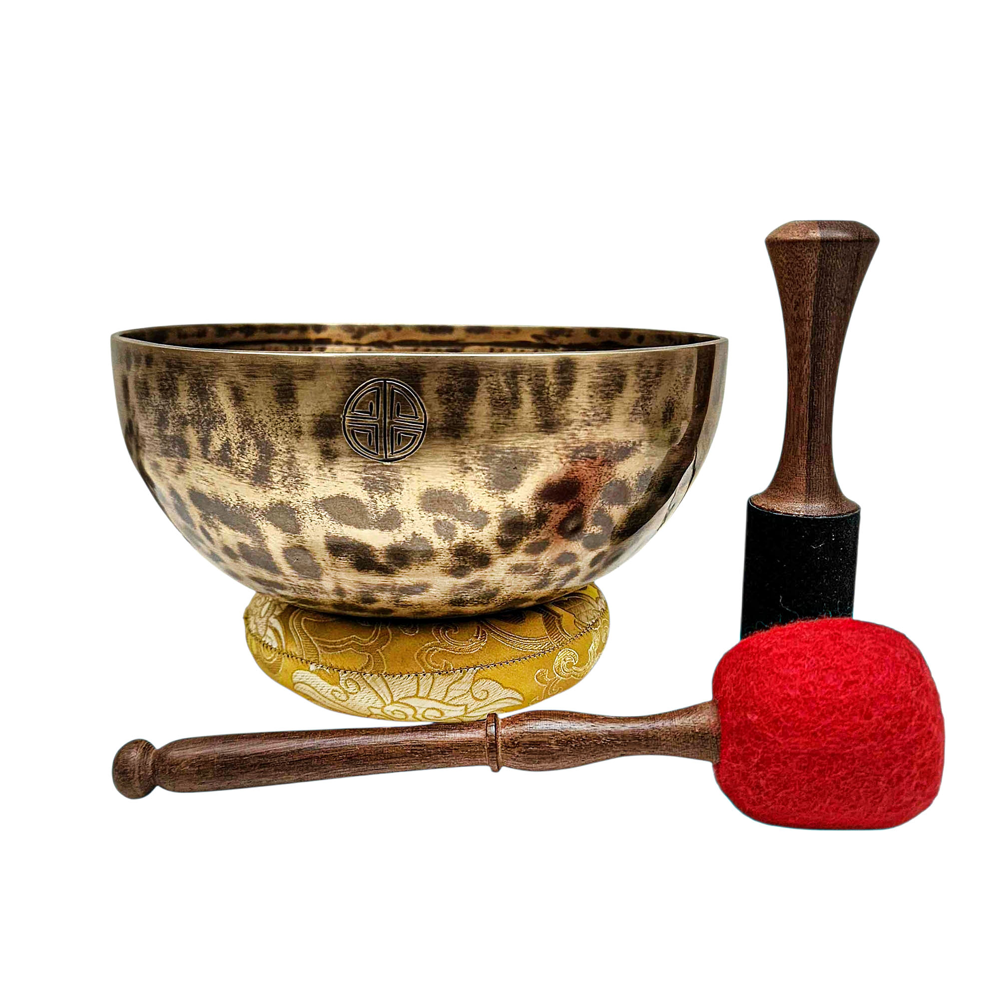 [full Moon Bowl], Moon Carved, Buddhist Hand Beaten Singing Bowl, Antique Finishing, [select Accessories]
