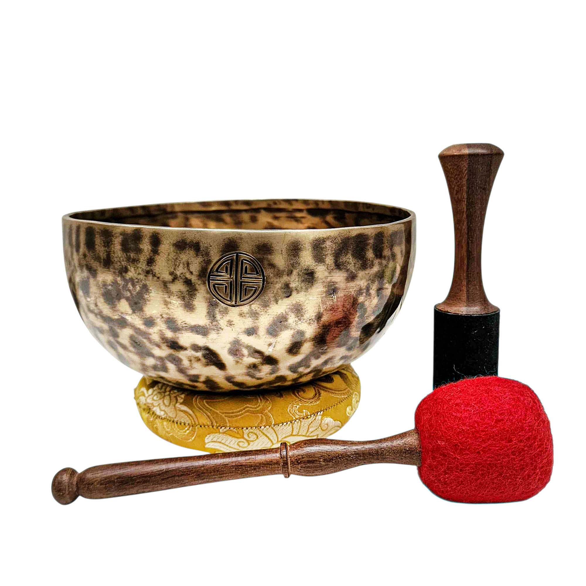 [full Moon Bowl], Moon Carved, Buddhist Hand Beaten Singing Bowl, Antique Finishing, [select Accessories]