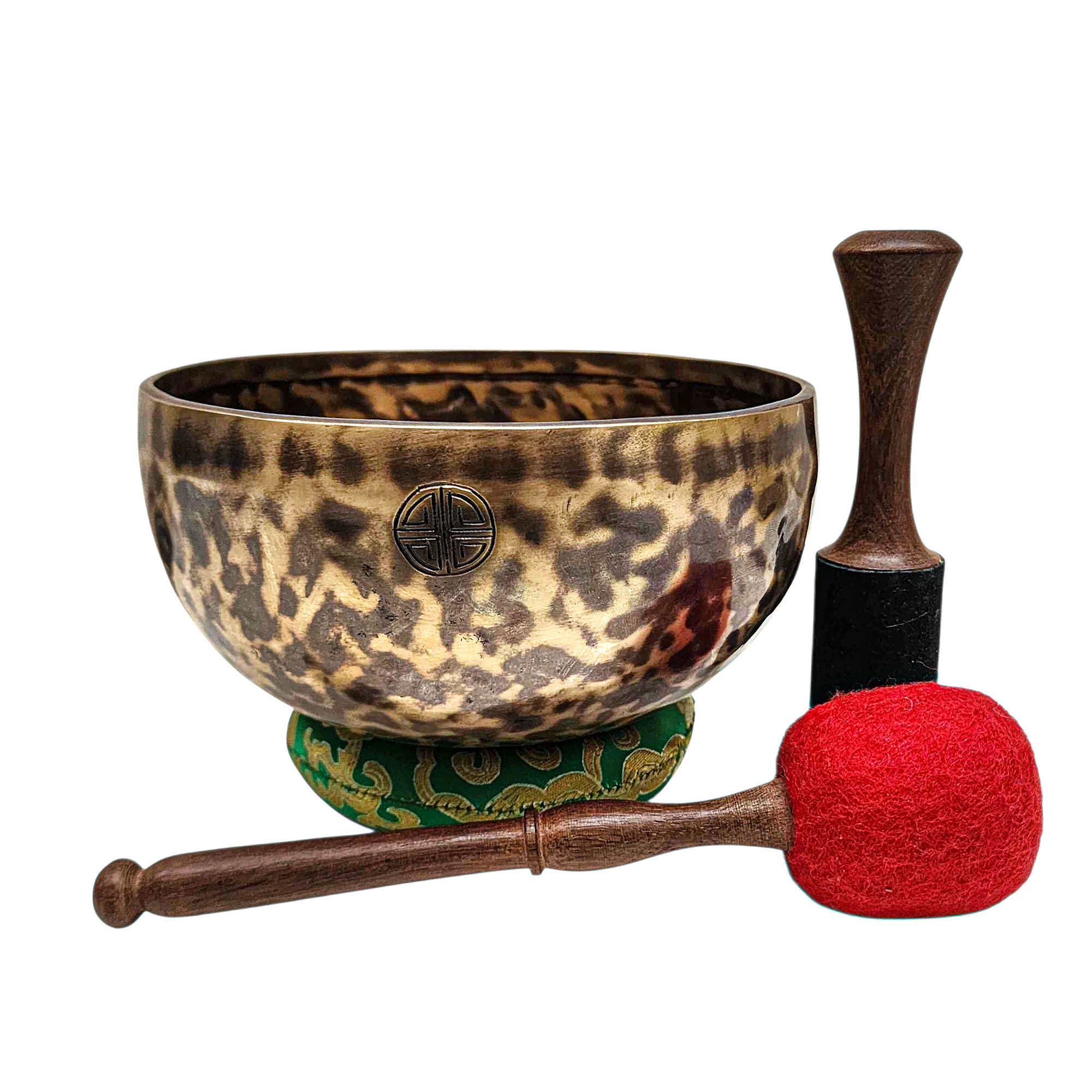[full Moon Bowl], Moon Carved, Buddhist Hand Beaten Singing Bowl, Antique Finishing, [select Accessories]
